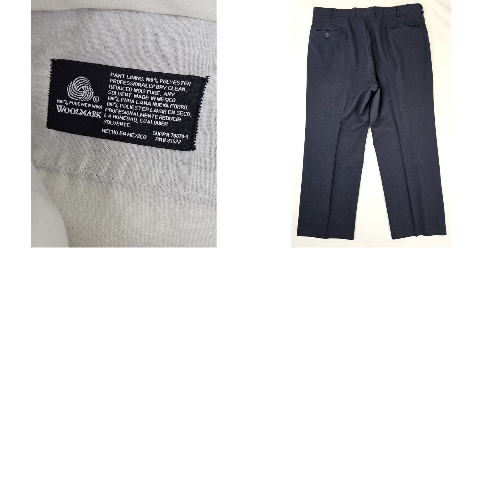 Stafford VINTAGE Stafford Wool Pleated Pants Men 39x27 Navy Blue Straight w Center Crease EUC Size US 39 - 8 Thumbnail