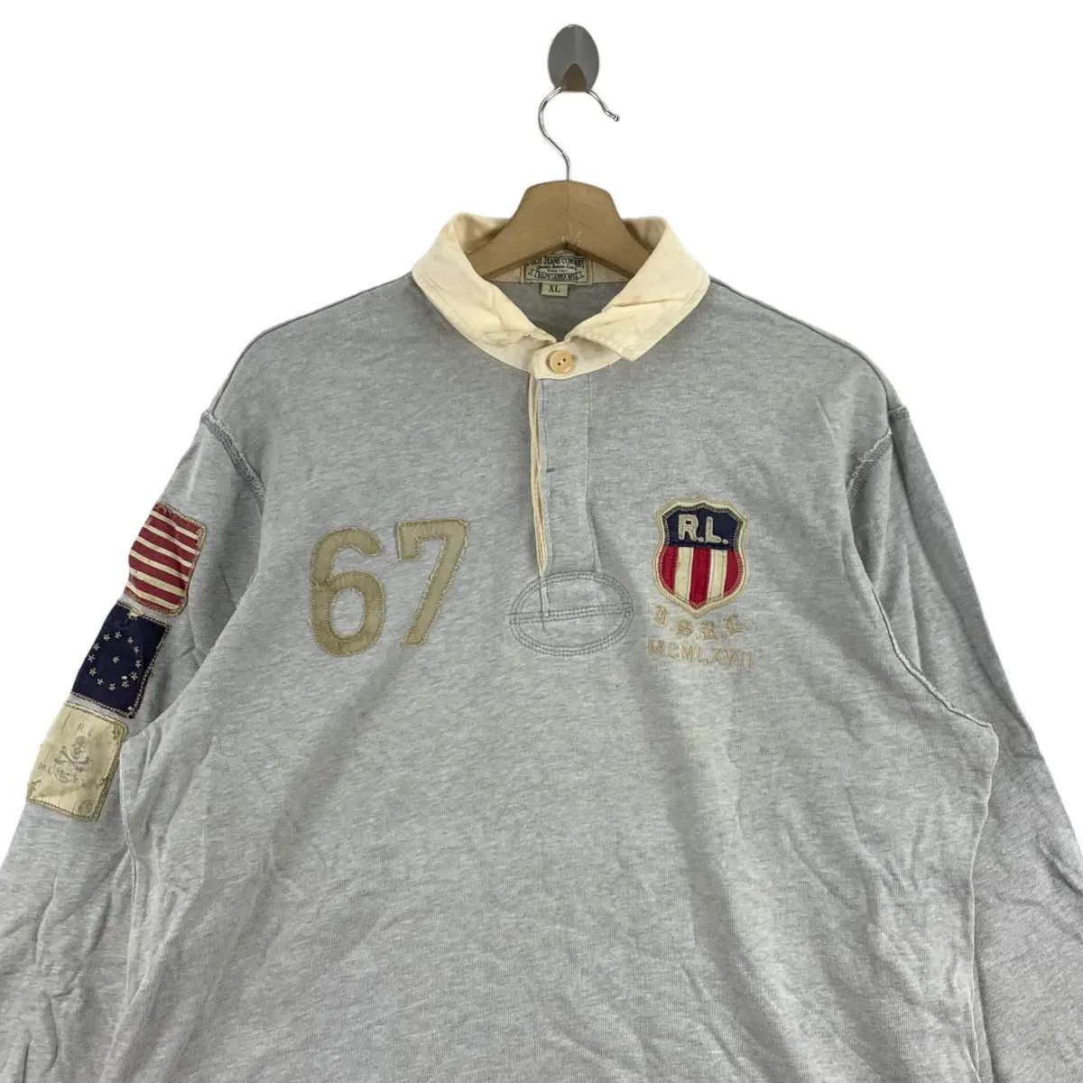 Polo Ralph Lauren Vintage POLO JEANS RALPH LAUREN USRL 1967 Patch Tee Shirt Size US XL / EU 56 / 4 - 3 Thumbnail