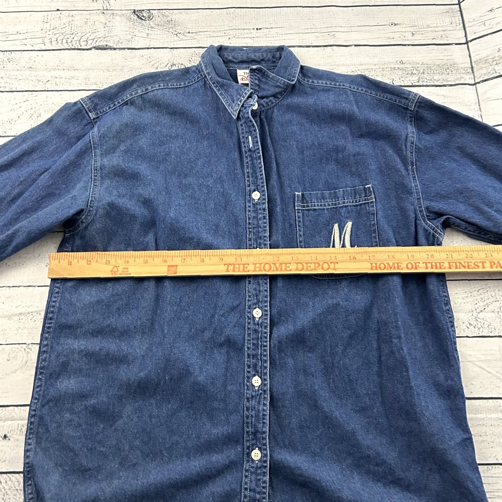 Disney Disney Mickey Long Sleeve Button-Up Denim Shirt Womens M Blue Denim Embroidered Collared Cotton 100% Shirt Ladies Small Way Size M / US 6-8 / IT 42-44 - 5 Thumbnail
