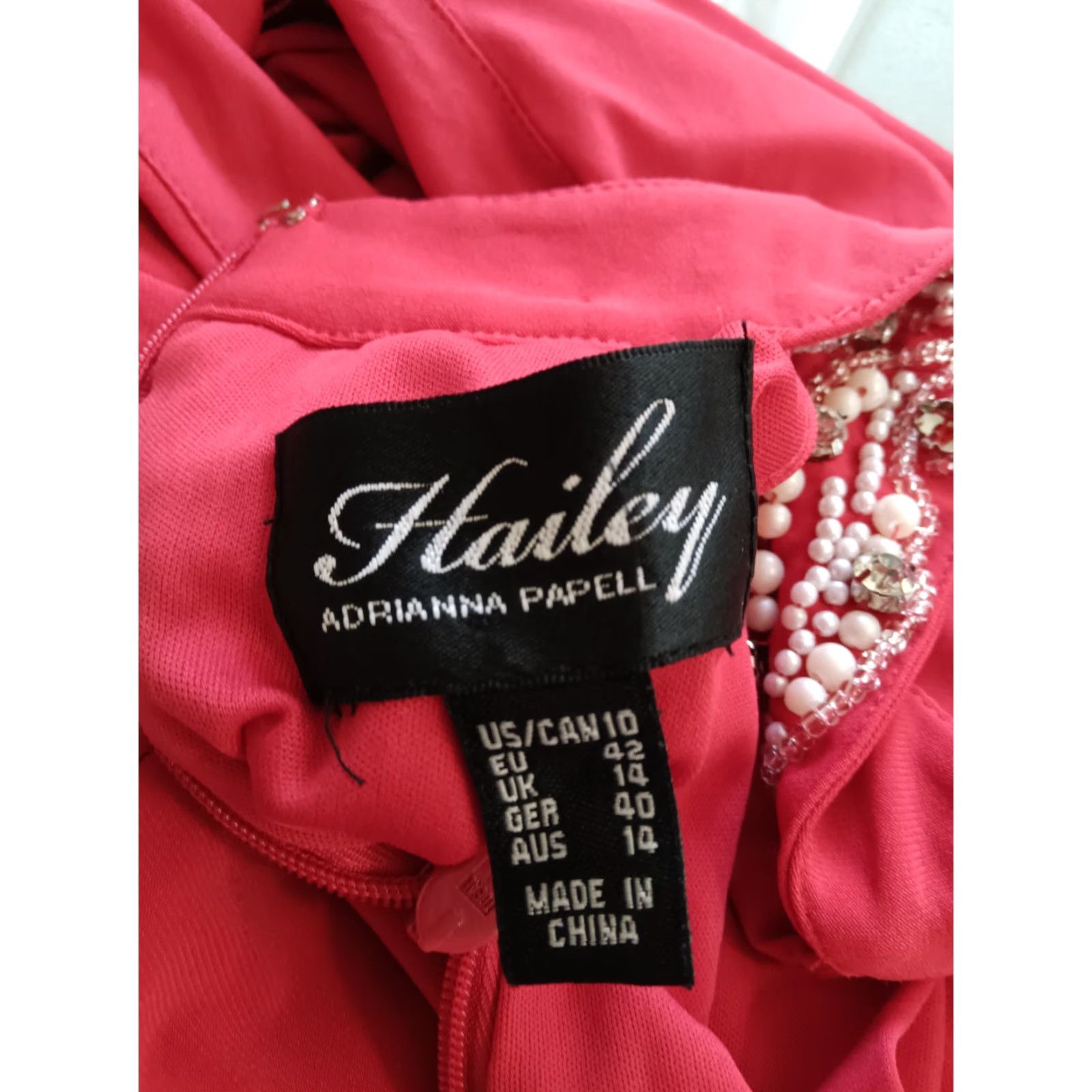 Adrianna Papell VINTAGE Hailey by Adrianna Papell Halter Chiffon Dress Shirt Women Size 10 Red Pearl Neckline Knee Length Zipper Vintage: Yes Size L / US 10 / IT 46 - 5 Thumbnail