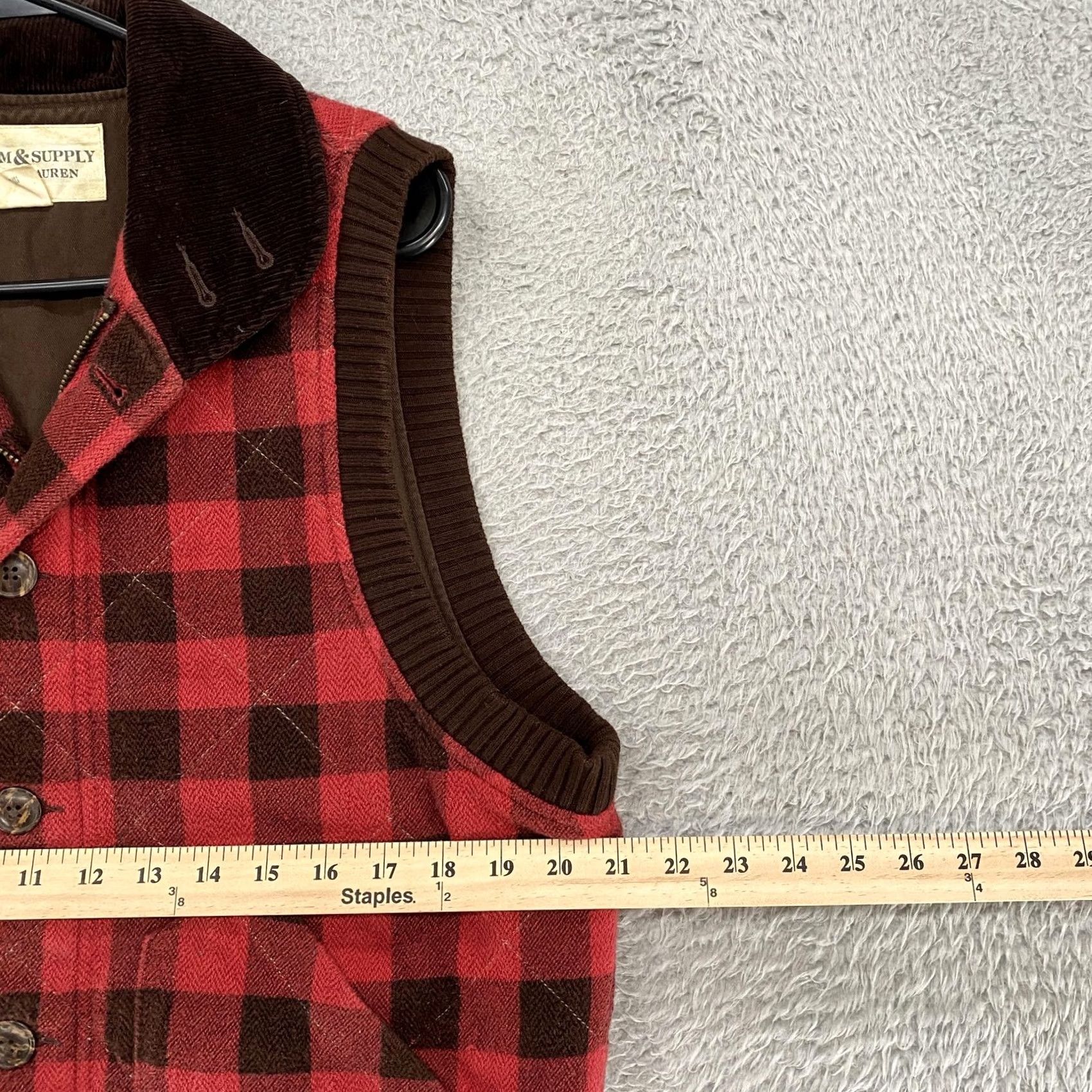 Ralph Lauren VINTAGE Ralph Lauren Denim & Supply Vest Mens M Red Buffalo Plaid Quilted Corduroy Size US M / EU 48-50 / 2 - 5 Thumbnail