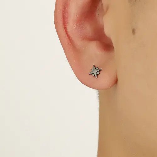 Jewelry Star Modern Earrings One Pairs Chrome Jewelry Size ONE SIZE - 1 Thumbnail