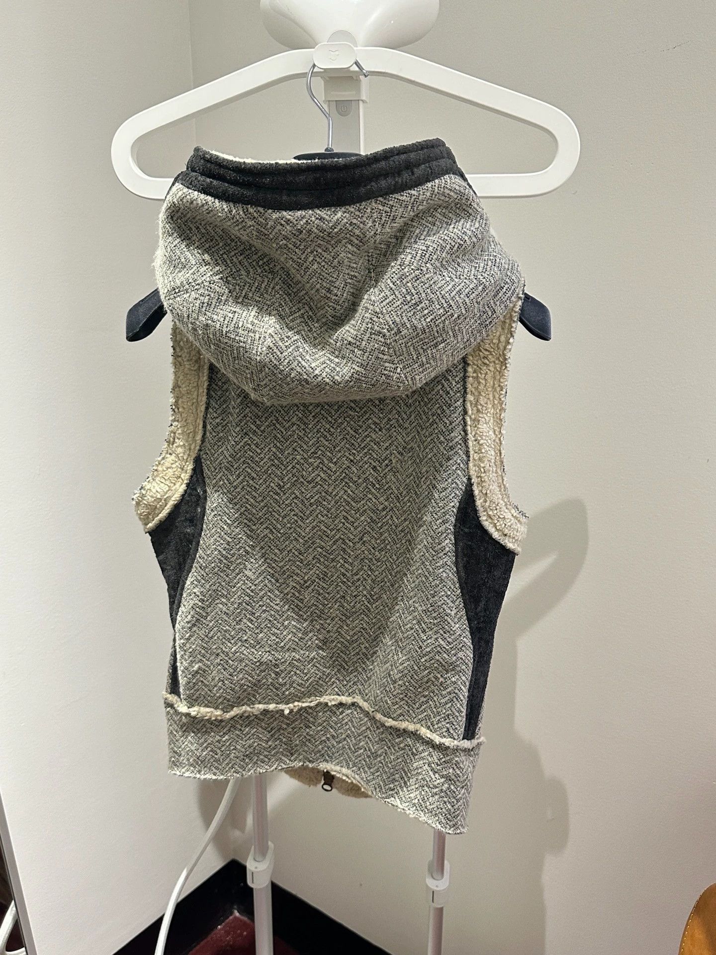 Share Spirit Homme Share Spirit Gray Hooded Fleece Vest Size XS / US 0-2 / IT 36-38 - 3 Thumbnail