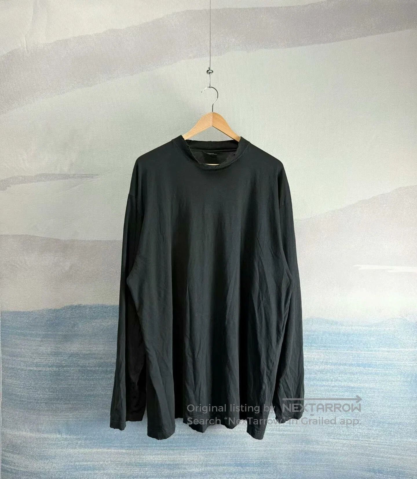 Balenciaga Black Long Sleeve Logo Shirt.