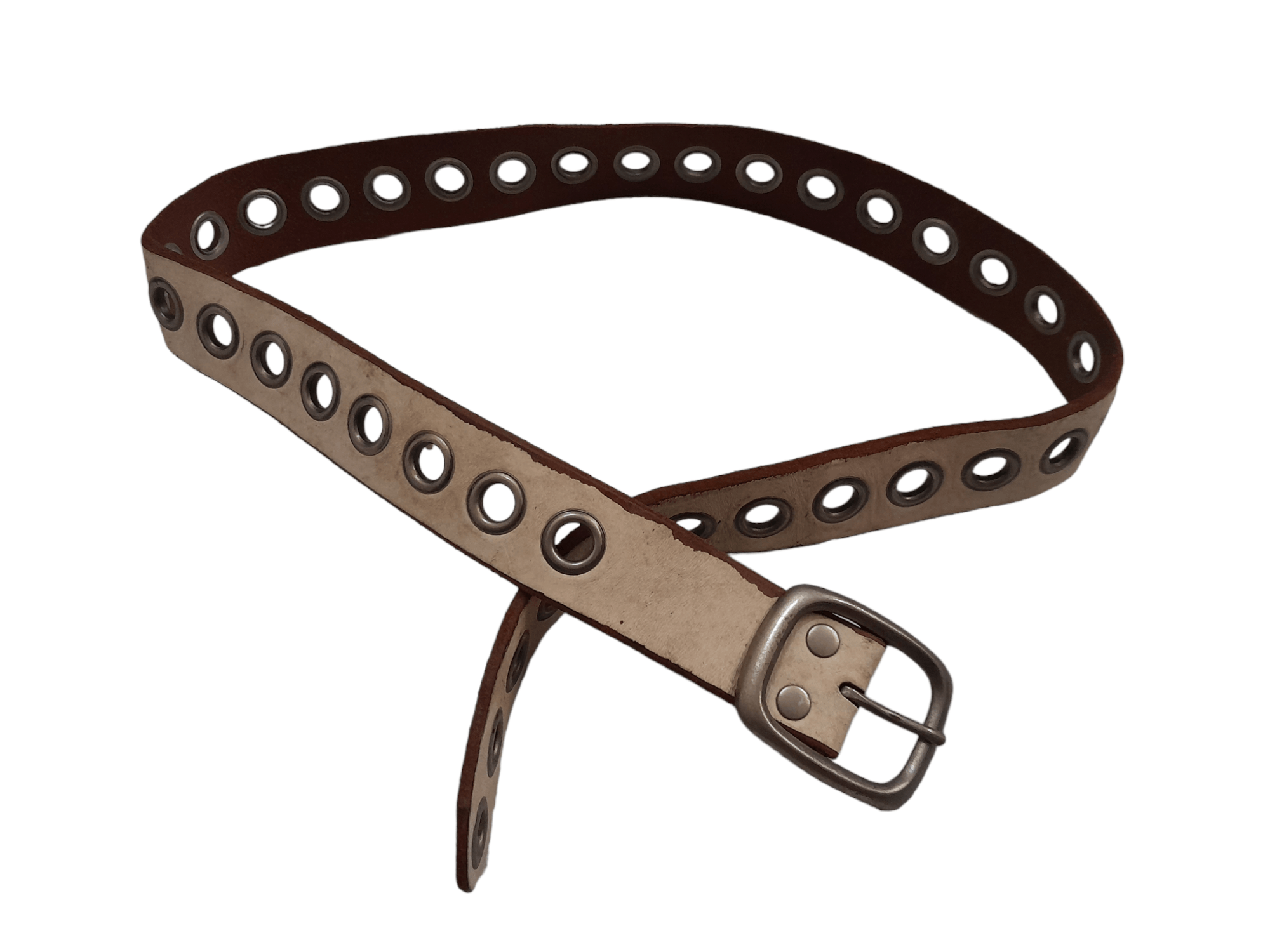 image of Japan Leather Belt (F207) Waist 38 in White, Men's
