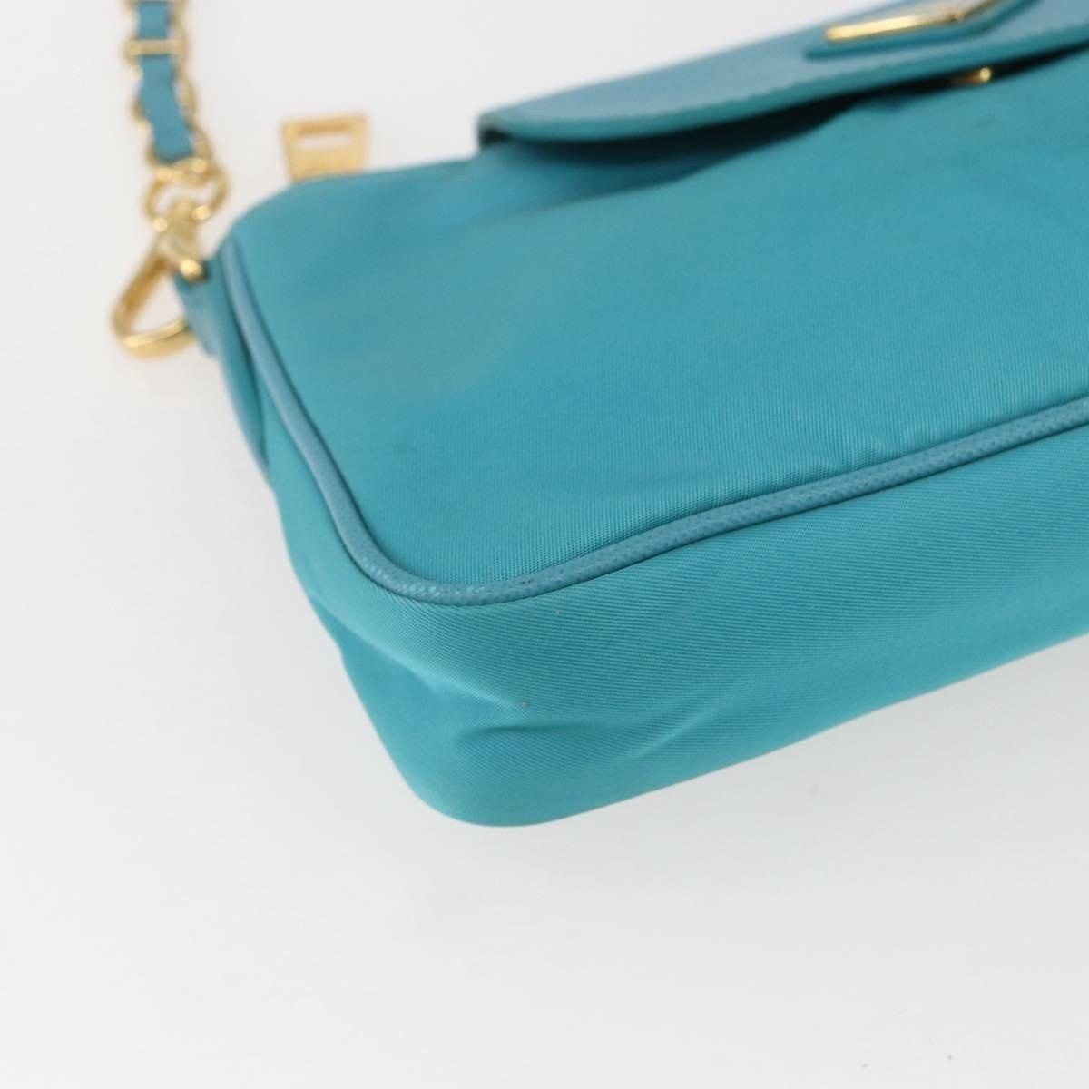 Prada Prada Nylon Chain Shoulder Bag Turquoise Size ONE SIZE - 10 Thumbnail