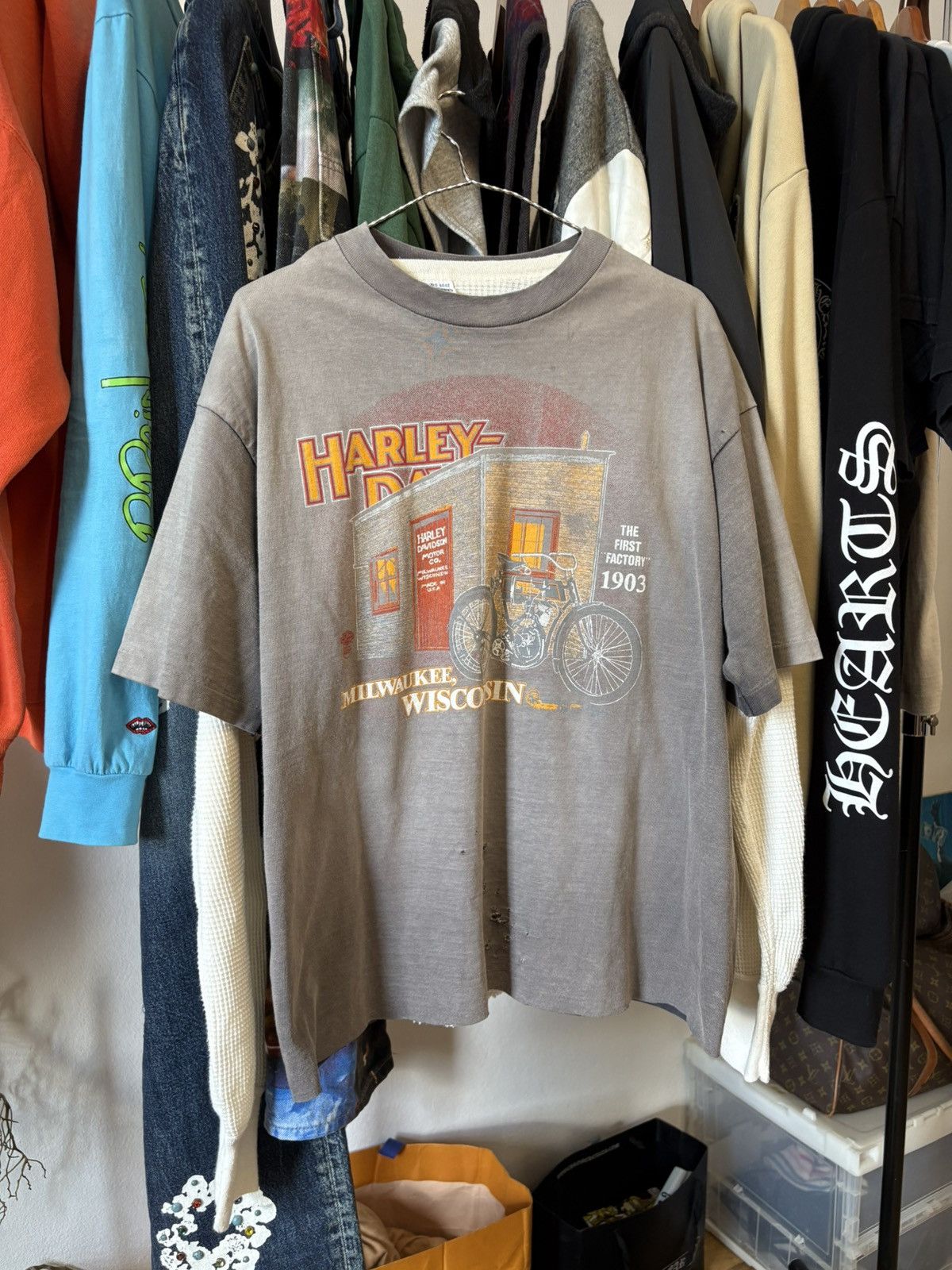 Harley Davidson 80’s Harley-Davidson crazy Sun faded Size US XL / EU 56 / 4 - 1 Thumbnail