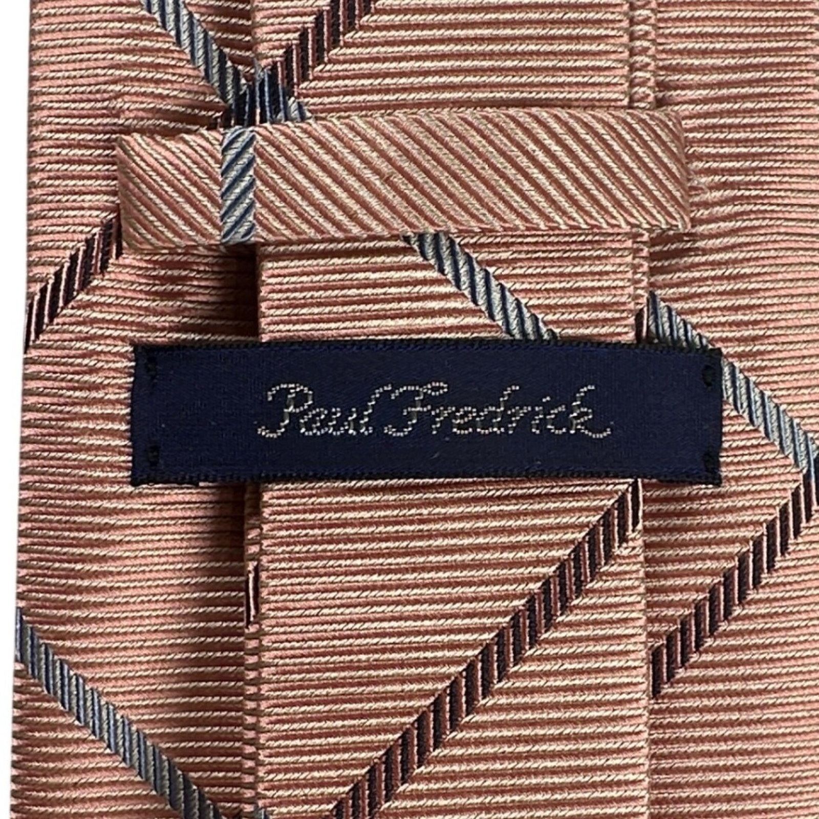 Paul Fredrick Paul Fredrick Italian Silk Tie Pinkish Tan Blue Plaid NWT Size ONE SIZE - 4 Thumbnail