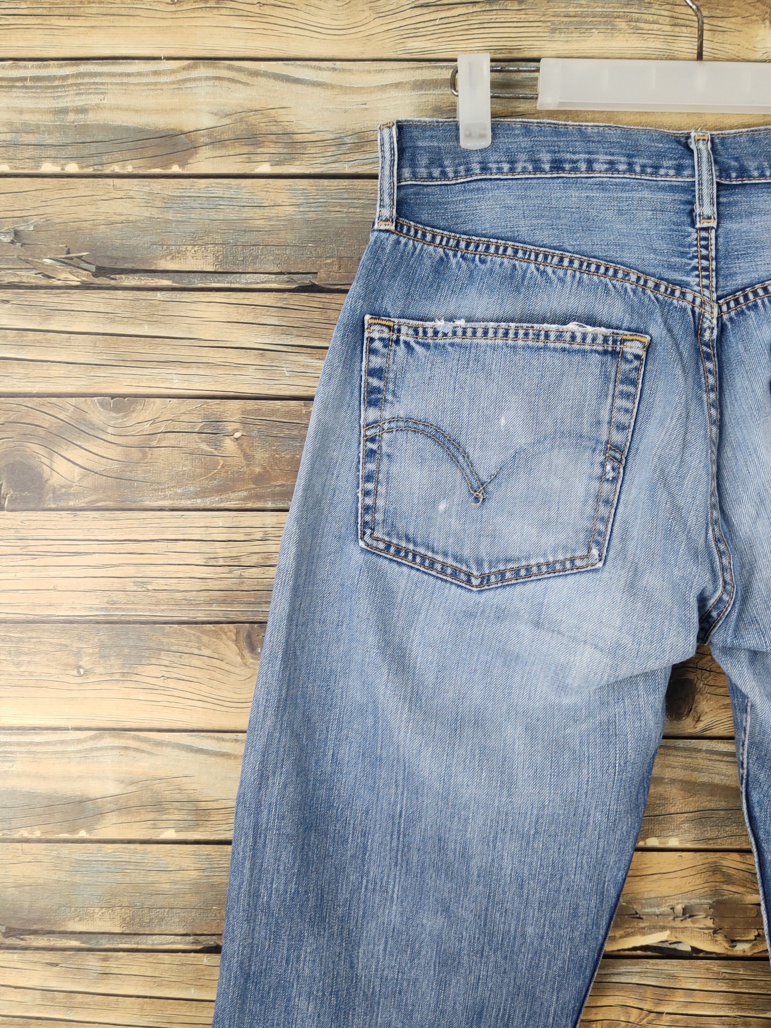 Levi's 501 Levis Blue Distressed Ripped denim Jeans #W1595 Size US 32 / EU 48 - 8 Thumbnail