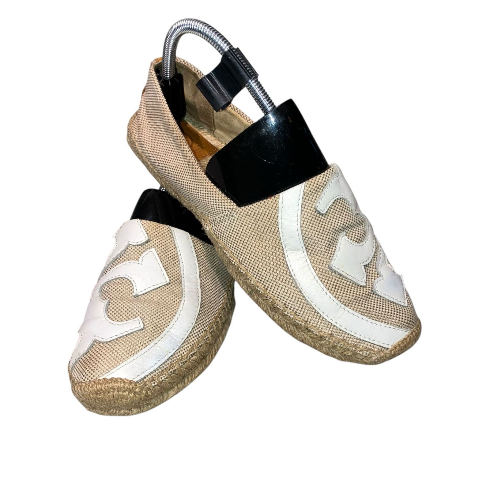 Tory Burch Tory Burch Lonnie Tan & White Logo Espadrille Flat size 9.5 Size US 9.5 / IT 39.5 - 1 Thumbnail