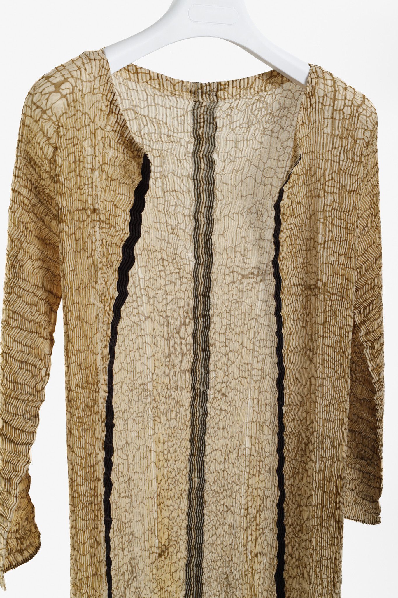 Issey Miyake Issey Miyake Archival Tan Zigzag Pleats Long Duster Size M / US 6-8 / IT 42-44 - 3 Thumbnail