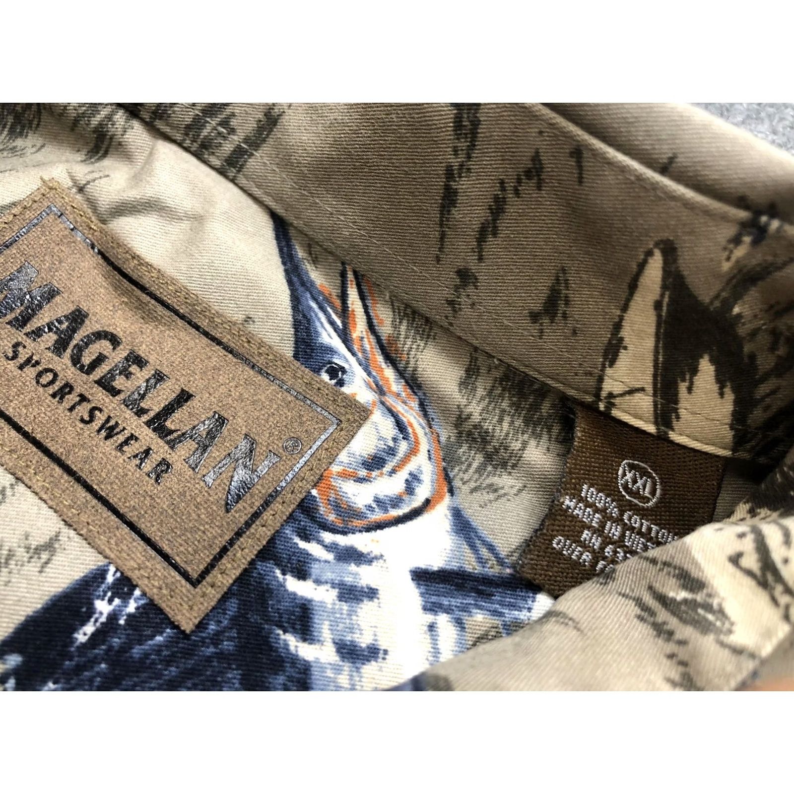 Vintage Magellan Sportswear Shirt Mens XL Tan Marlin Print Button Front Casual Size US XL / EU 56 / 4 - 3 Thumbnail