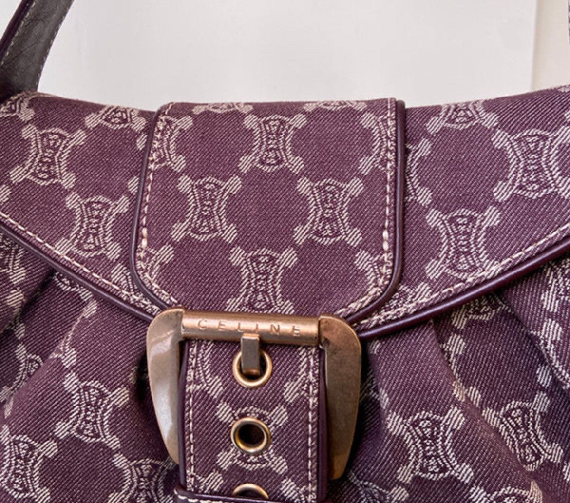 Celine Celine Macadam Pattern Logo Buckle Top Handle Bag Bordeaux Size ONE SIZE - 7 Thumbnail
