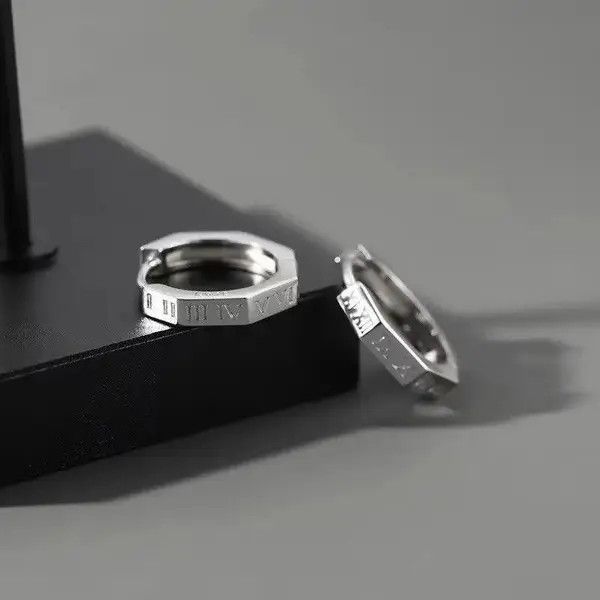 VIBE Pure Titanium Hoop Huggie Earrings Round/Hexagon Earring Size ONE SIZE - 7 Thumbnail