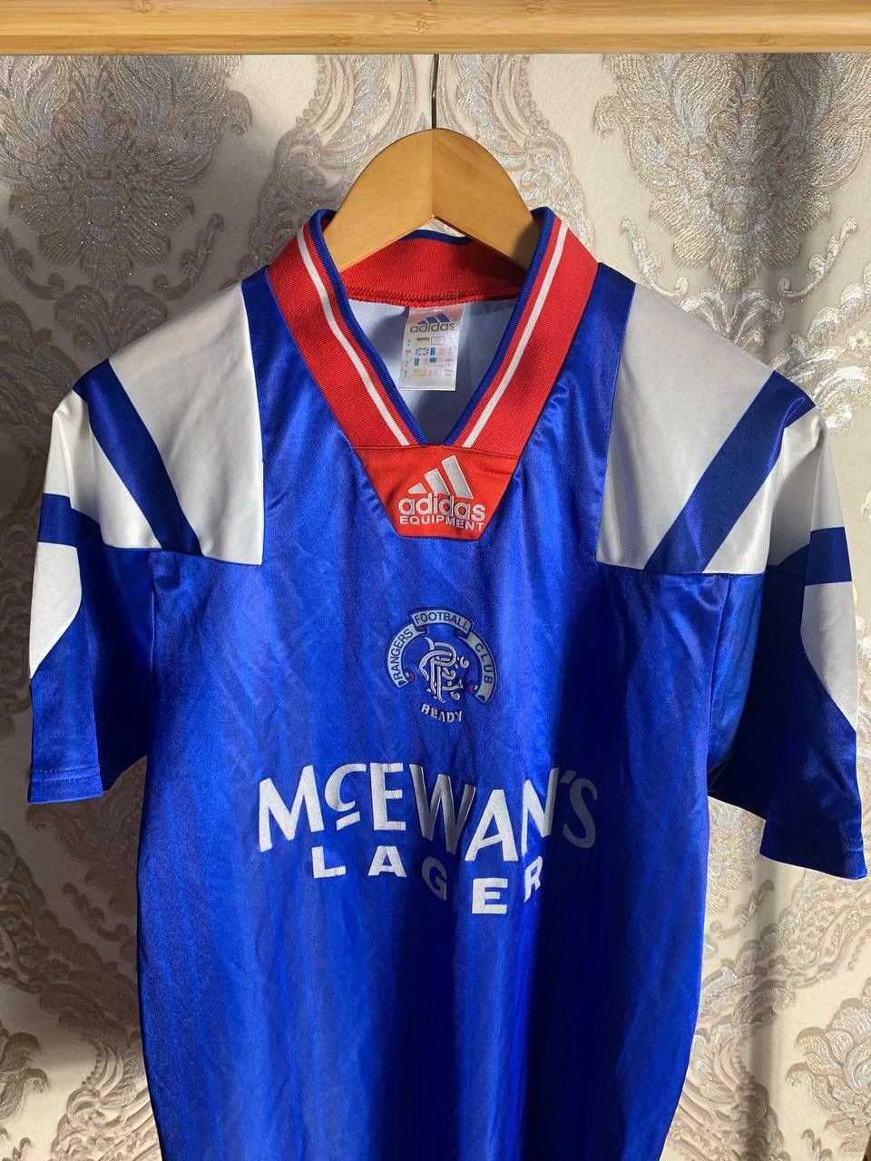 Vintage VERY RARE ADIDAS EQUIPMENT RANGERS SCOTLAND SOCCER JERSEY Size US L / EU 52-54 / 3 - 2 Thumbnail
