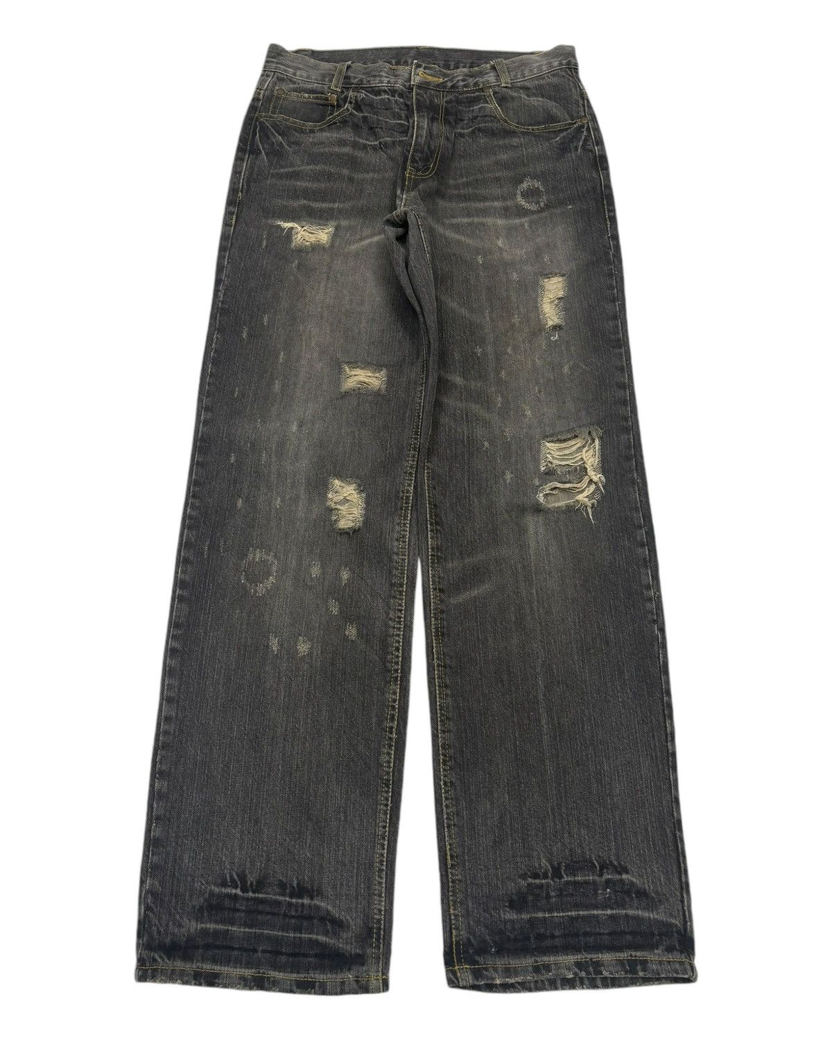If Six Was Nine Vintage ROUGHNESS TROOP Ripped Baggy Denim Jeans Size US 30 / EU 46 - 1 Thumbnail