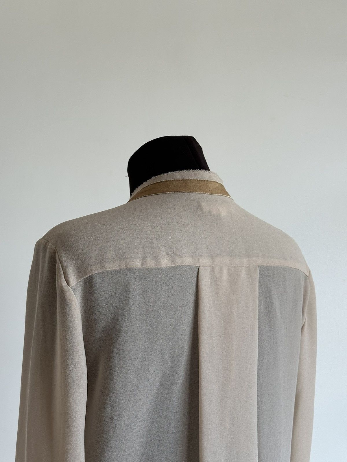 Helmut Lang Helmut Lang USA Raw Hem Leather Button Up Beige Long Shirt Size M / US 6-8 / IT 42-44 - 7 Thumbnail