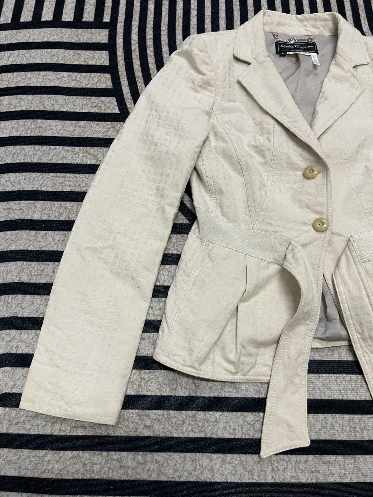 Salvatore Ferragamo 90s SALVATORE FERRAGAMO COTTON BLAZZER LINEN SILK RARE Size M / US 6-8 / IT 42-44 - 3 Thumbnail