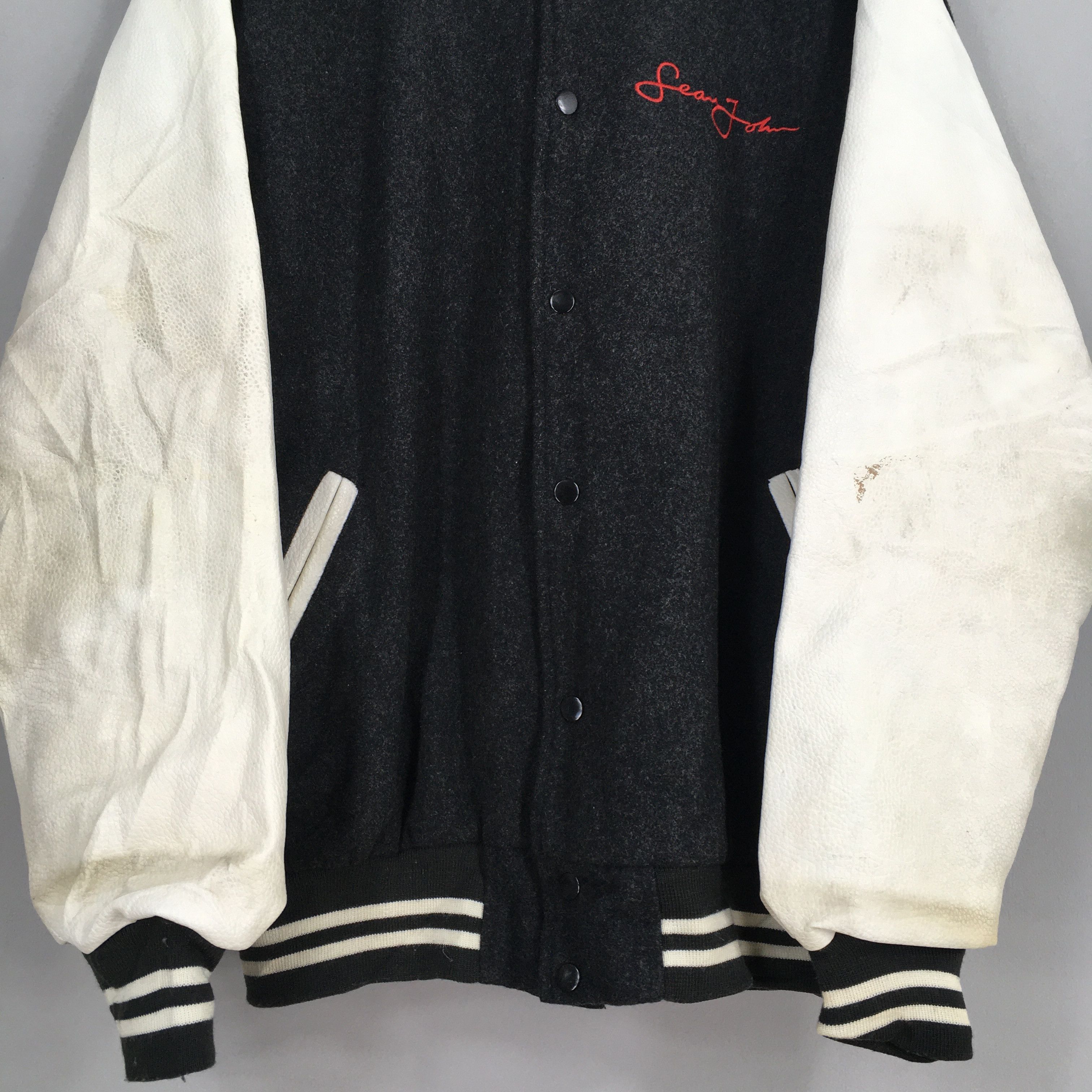 Sean John Vintage 90s Sean John Wool Varsity Leather Jacket XLarge Size US XL / EU 56 / 4 - 5 Thumbnail