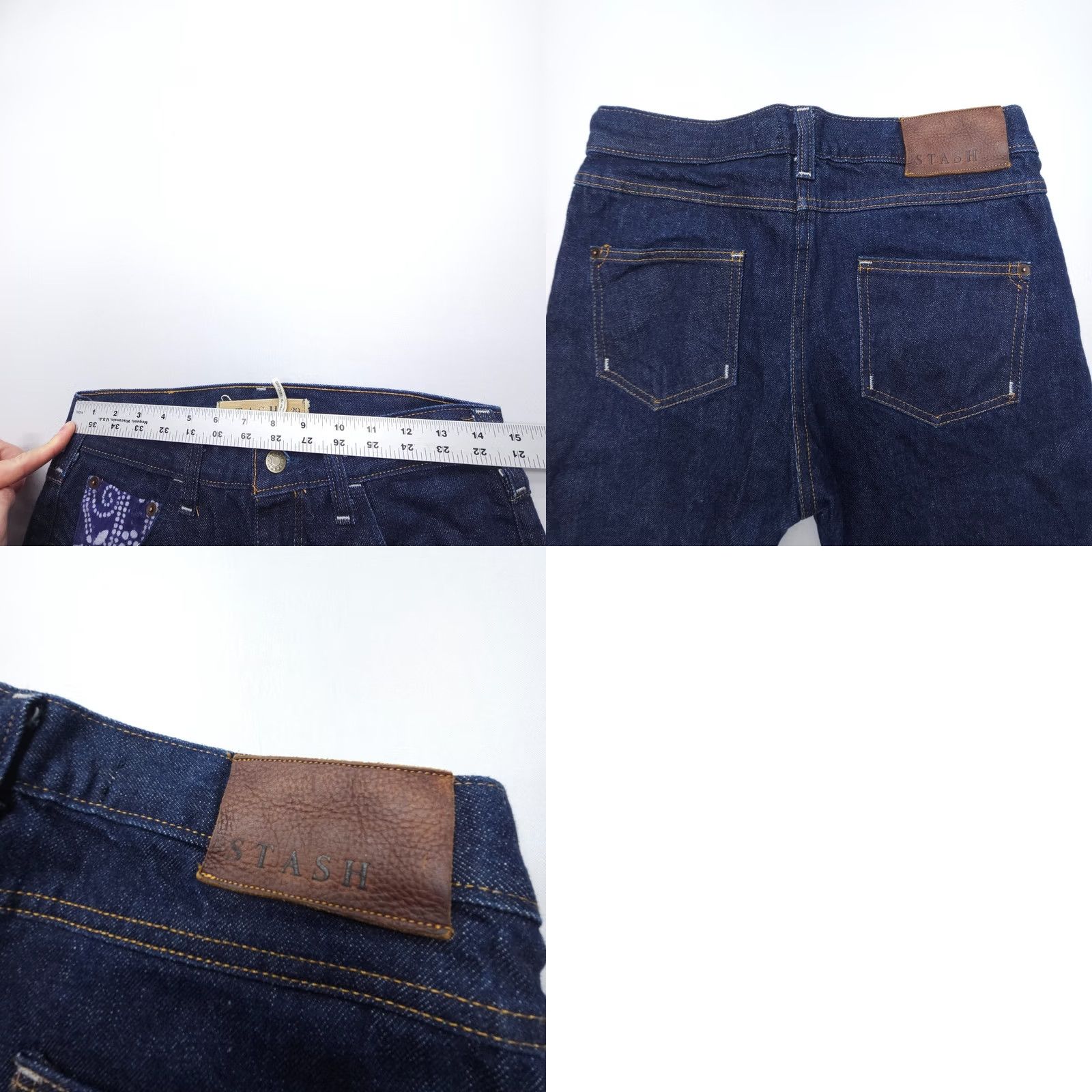 Denime Stash Jeans Adult 29 x 28" Dark Wash Raw Denim USA Made Slim Tapered 5-Pocket Blue Denim Men Regular 29in Inseam Jeans Size US 29 - 8 Thumbnail