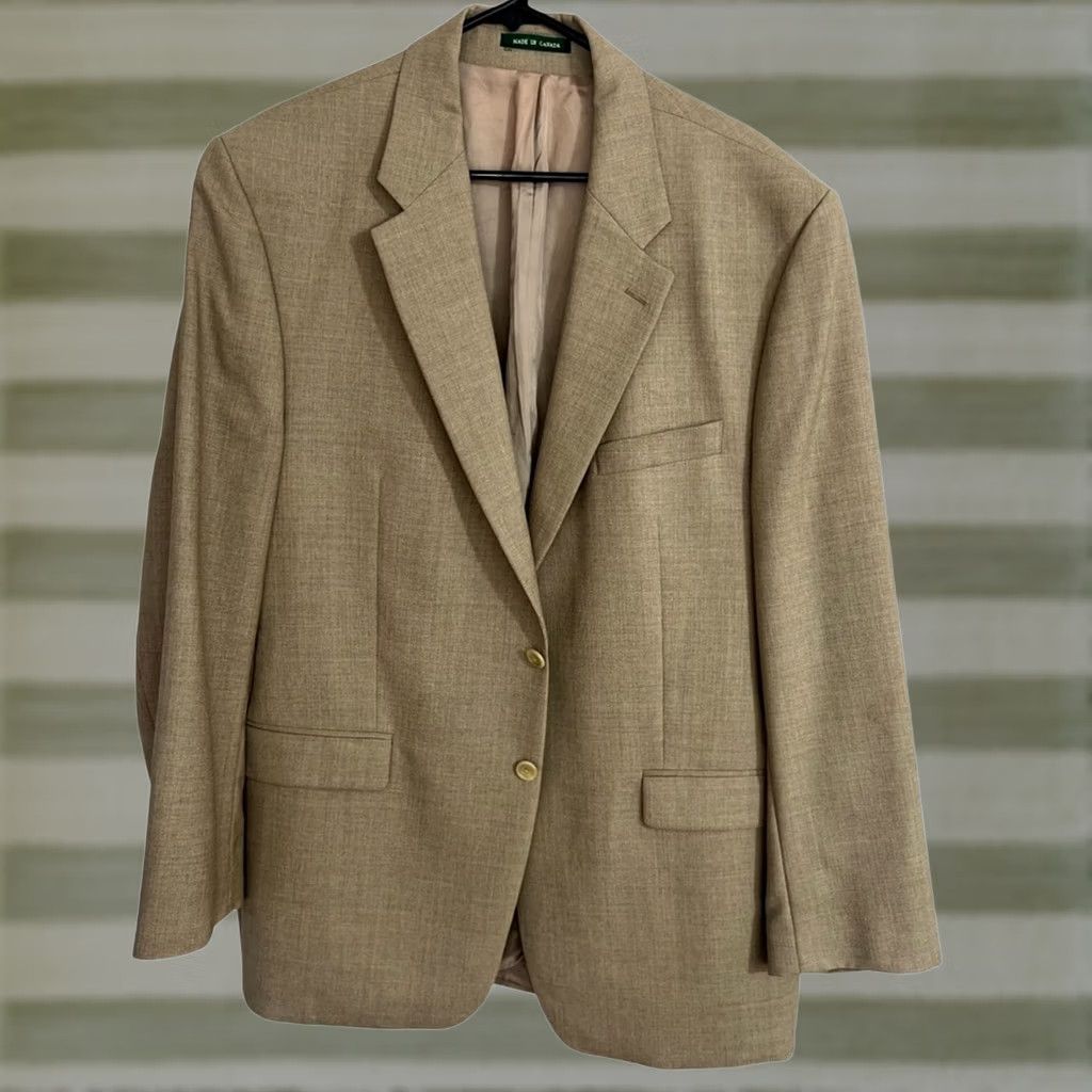 Ralph Lauren Lauren Ralph Lauren VTG Tan Wool Blazer Sport Coat Union Made Mens 46L Size 46R - 1 Thumbnail