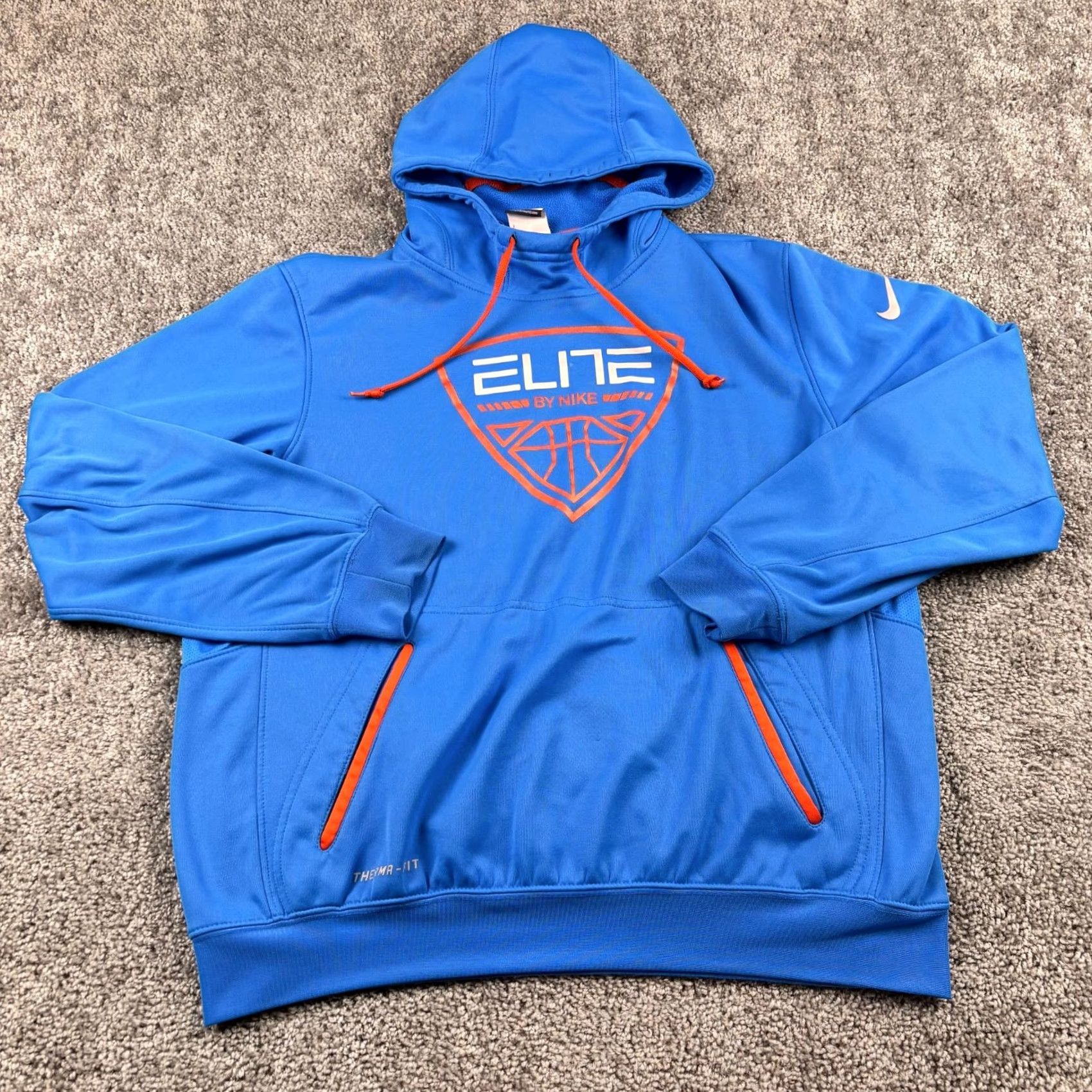 Nike Nike Elite Hoodie Mens M Blue Pullover Sweatshirt Basketball Therma Fit Elite Hooded Lined Moisture Wicking Pockets Logo Regular"] Size US M / EU 48-50 / 2 - 2 Thumbnail