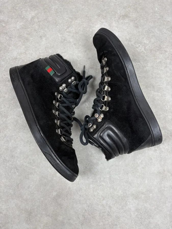 Gucci Gucci Black Suede Leather High Signature Sneakers Size US 7 / EU 40 - 6 Thumbnail