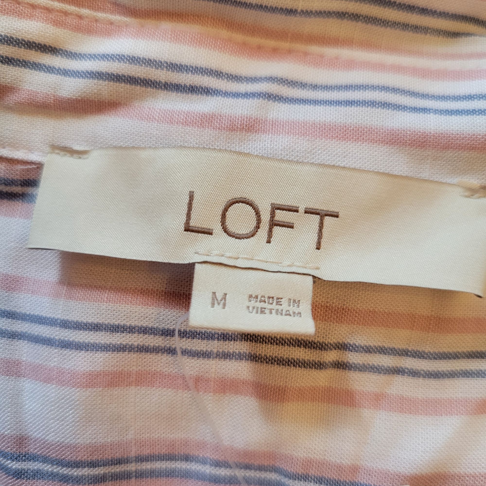 Loft Loft Striped Button Front Oversized Tunic Blouse M Rayon Pin Size M / US 6-8 / IT 42-44 - 2 Thumbnail