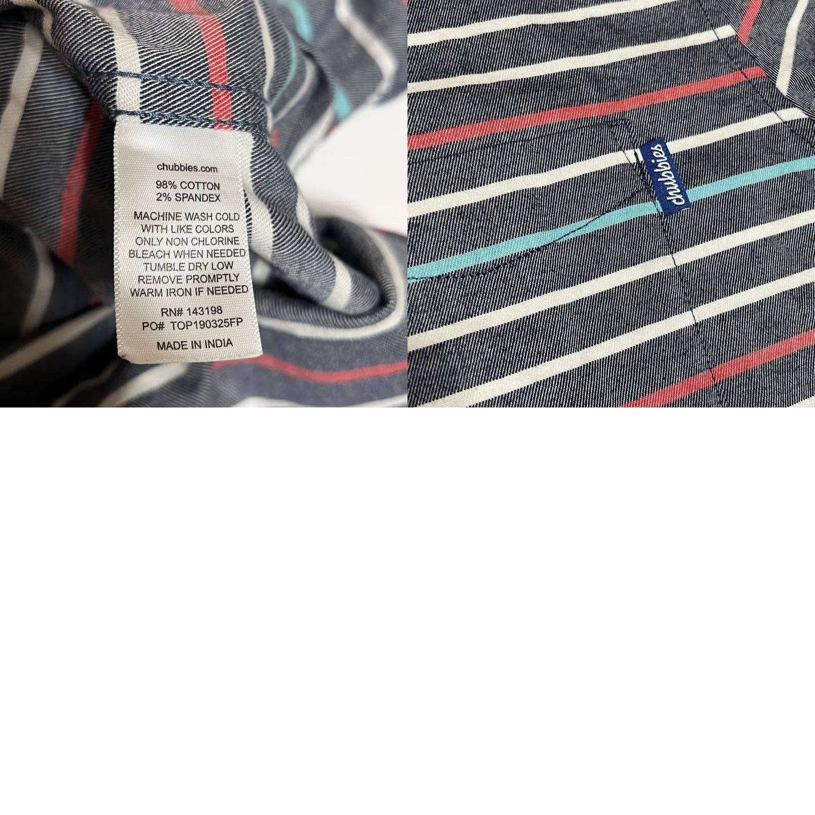 Chubbies Chubbies Button-Up Shirt Mens L Striped Flannel Long Sleeve Button-Down Collared Pocketed Size US L / EU 52-54 / 3 - 8 Thumbnail