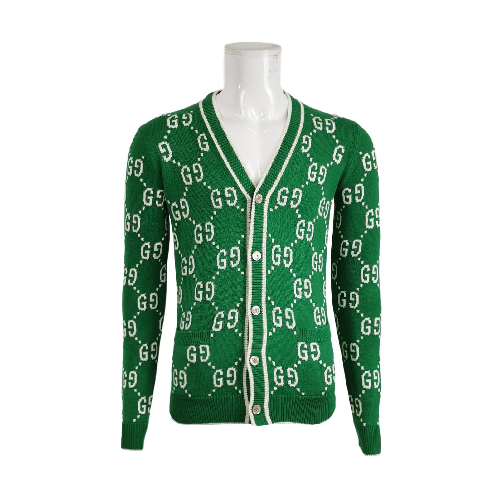 Gucci Gucci Green GG Pattern Button Cardigan Size US XS / EU 42 / 0 - 1 Thumbnail