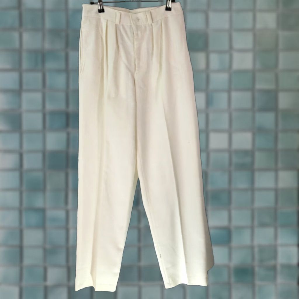 Vintage VINTAGE Romana Womens Pleated Front Straight Leg White Casual Dress Pant Size 11 Size 28" / US 6 / IT 42 - 1 Thumbnail