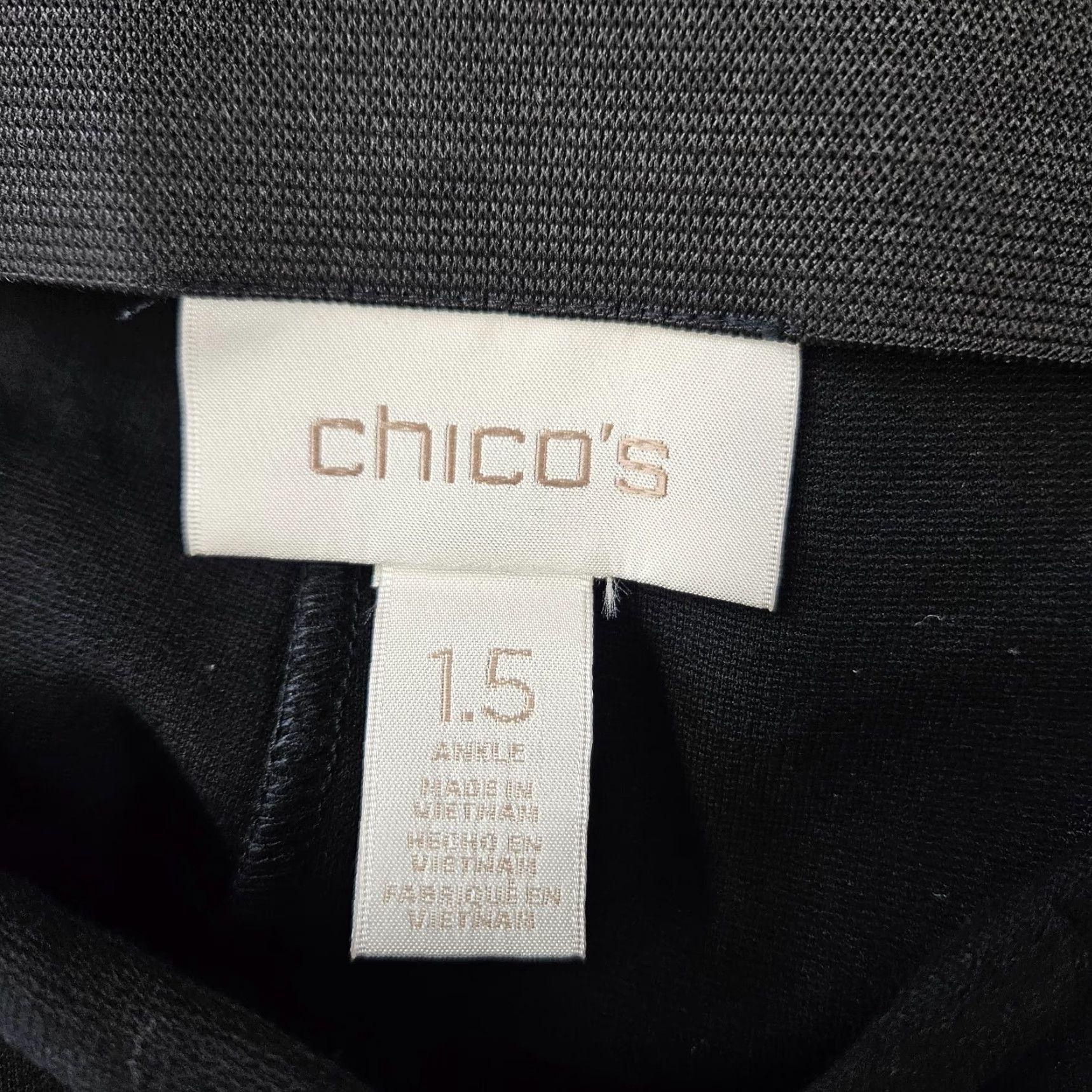 Vintage Chico's Womens Ponte Knit Ankle Pants Sz 10 Black High Rise Pull On Regular Inseam 27.5in Shirt Size 32" / US 10 / IT 46 - 6 Thumbnail