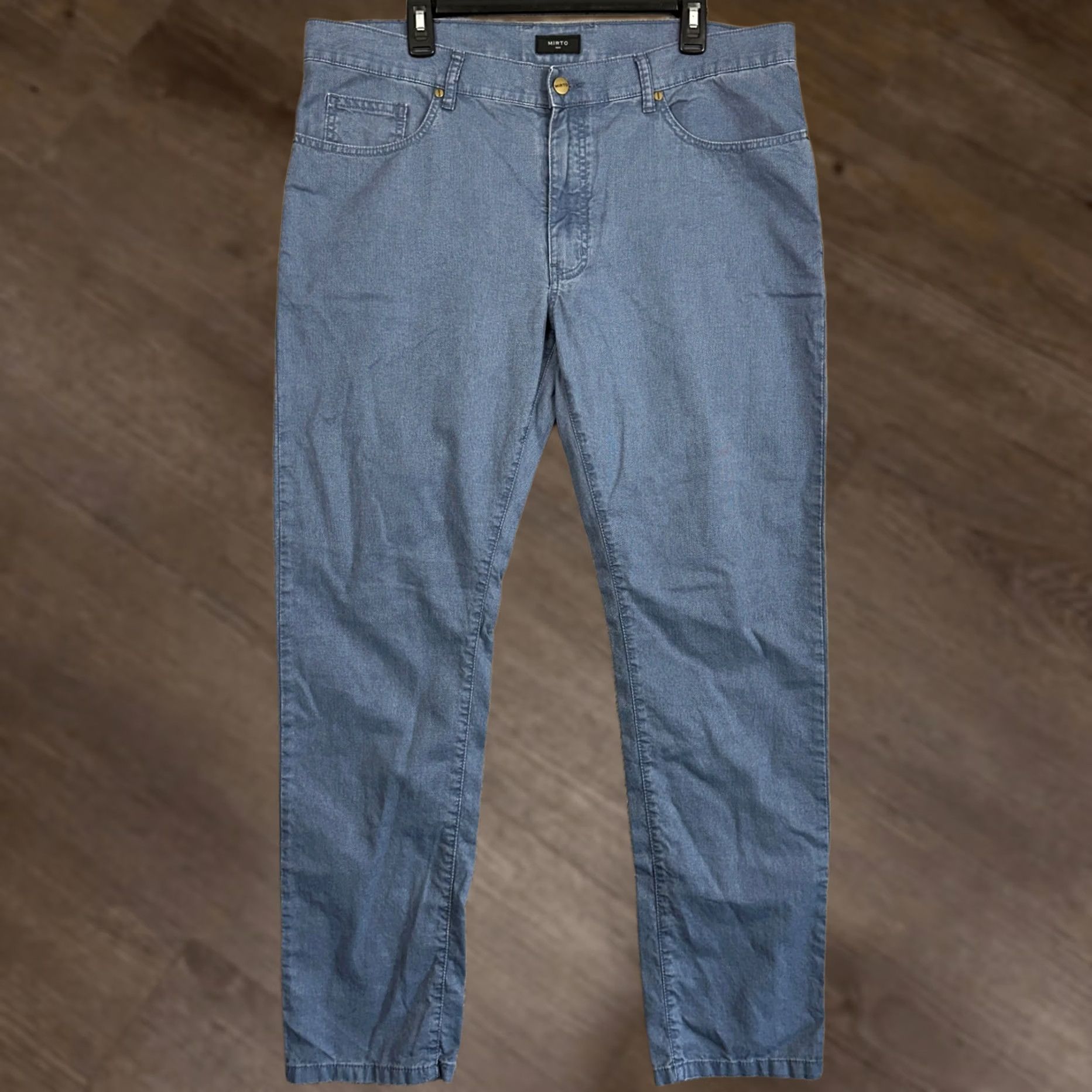Vintage Mirto 1956 Pants Mens 40X32 Blue Textured Chino 5 Pocket Stretch Flat Front EUC Size US 40 / EU 56 - 1 Thumbnail