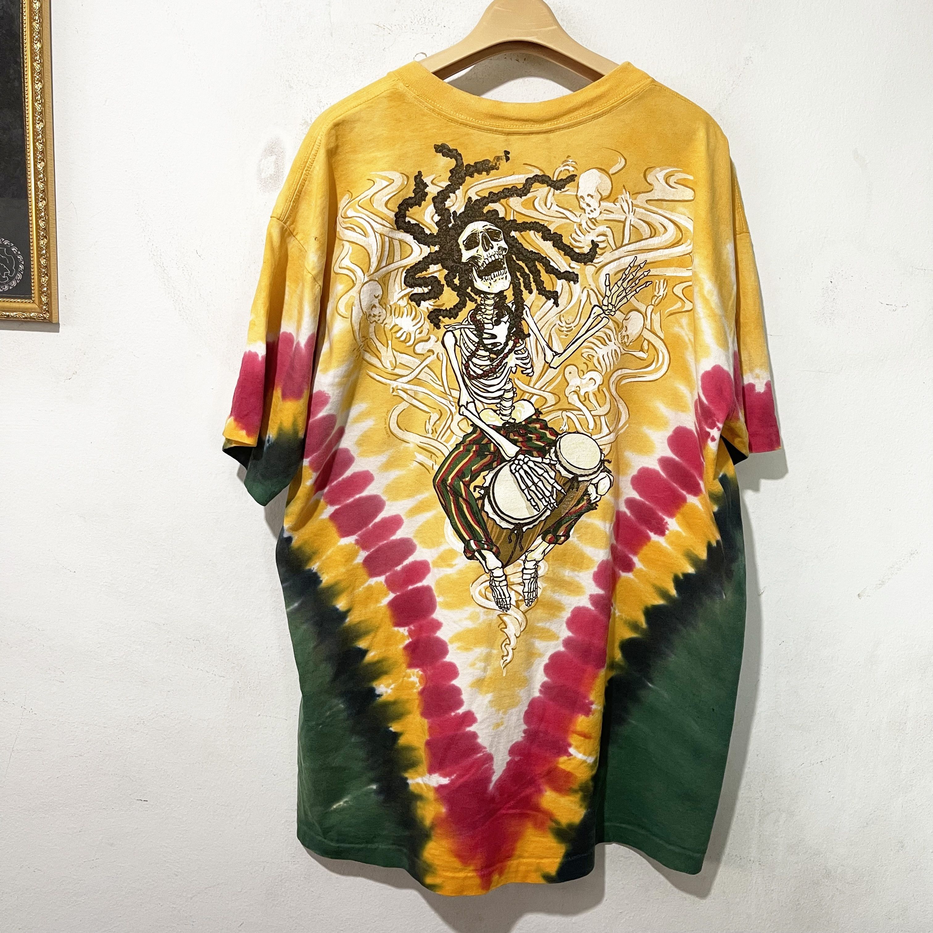 Grateful Dead Vintage 2003 Grateful Dead Rasta Skeleton Shirt Size US L / EU 52-54 / 3 - 4 Thumbnail