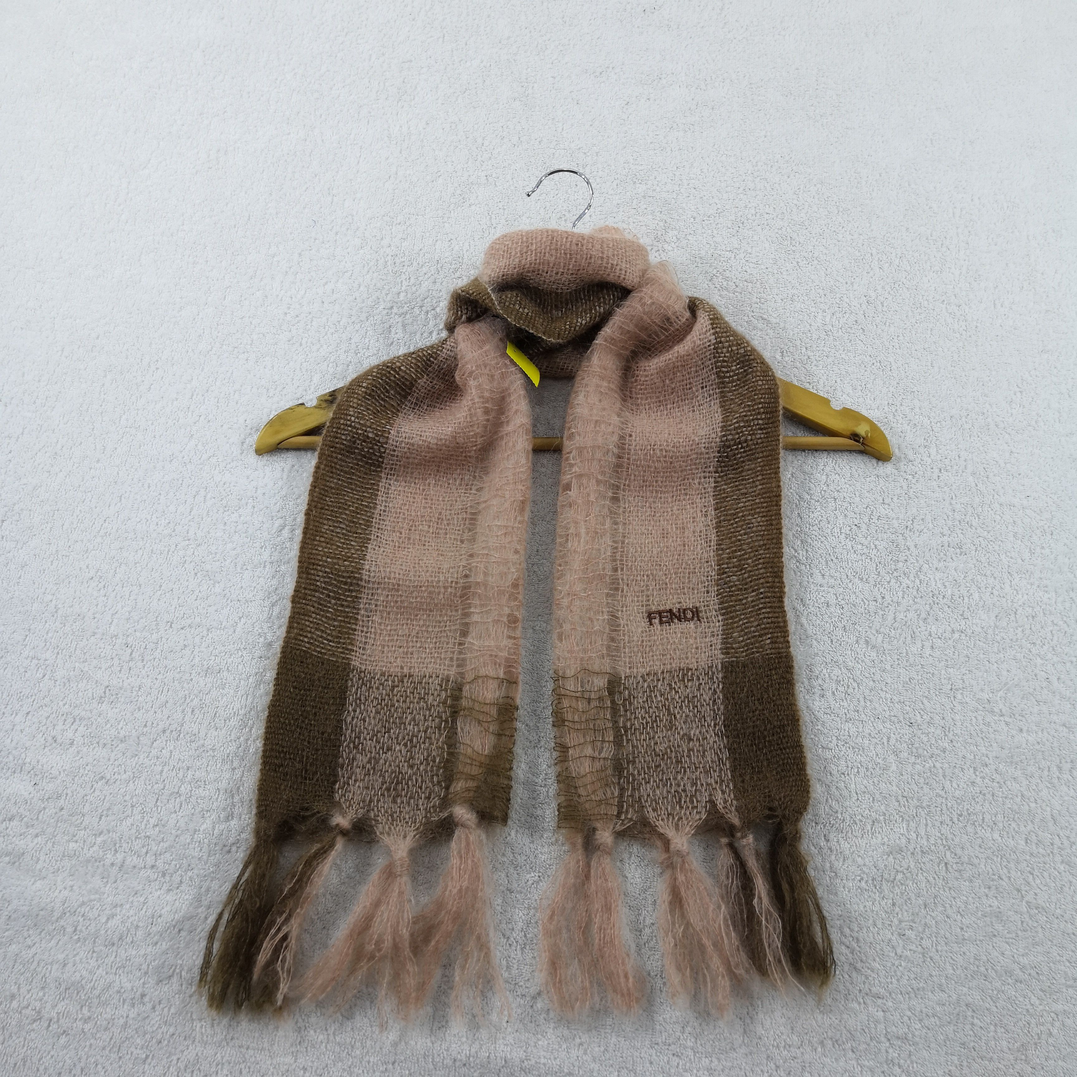 Japanese Brand Vintage Fendi Scarf Plaid Zucca Muffler Mohair Scarves . Size ONE SIZE - 4 Thumbnail
