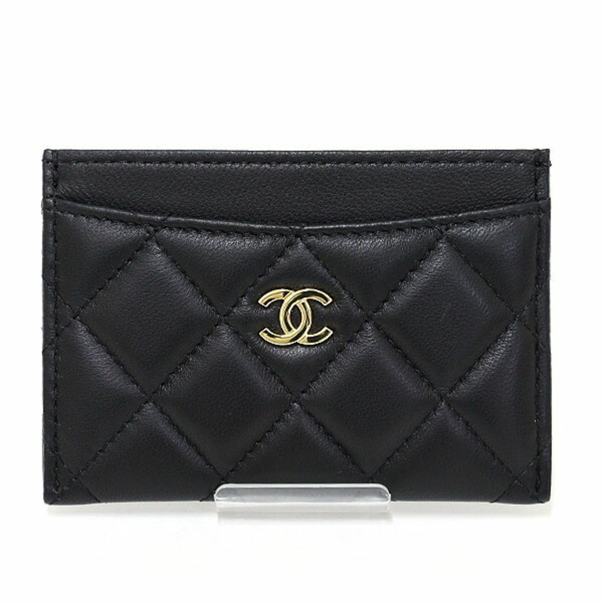 image of Chanel Classic Card Case Lambskin Black Ap0213 Matelasse Coco Mark, Women's