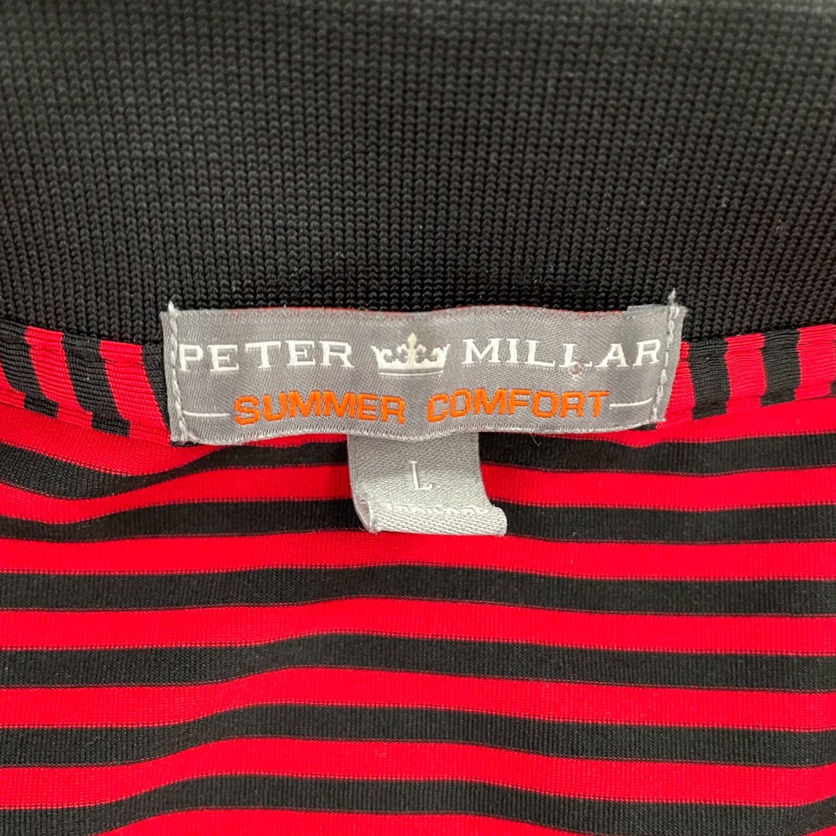 Peter Millar Peter Millar Shirt Adult Large Red Black Polo Striped Summer Comfort Logo Mens L Size US L / EU 52-54 / 3 - 6 Thumbnail
