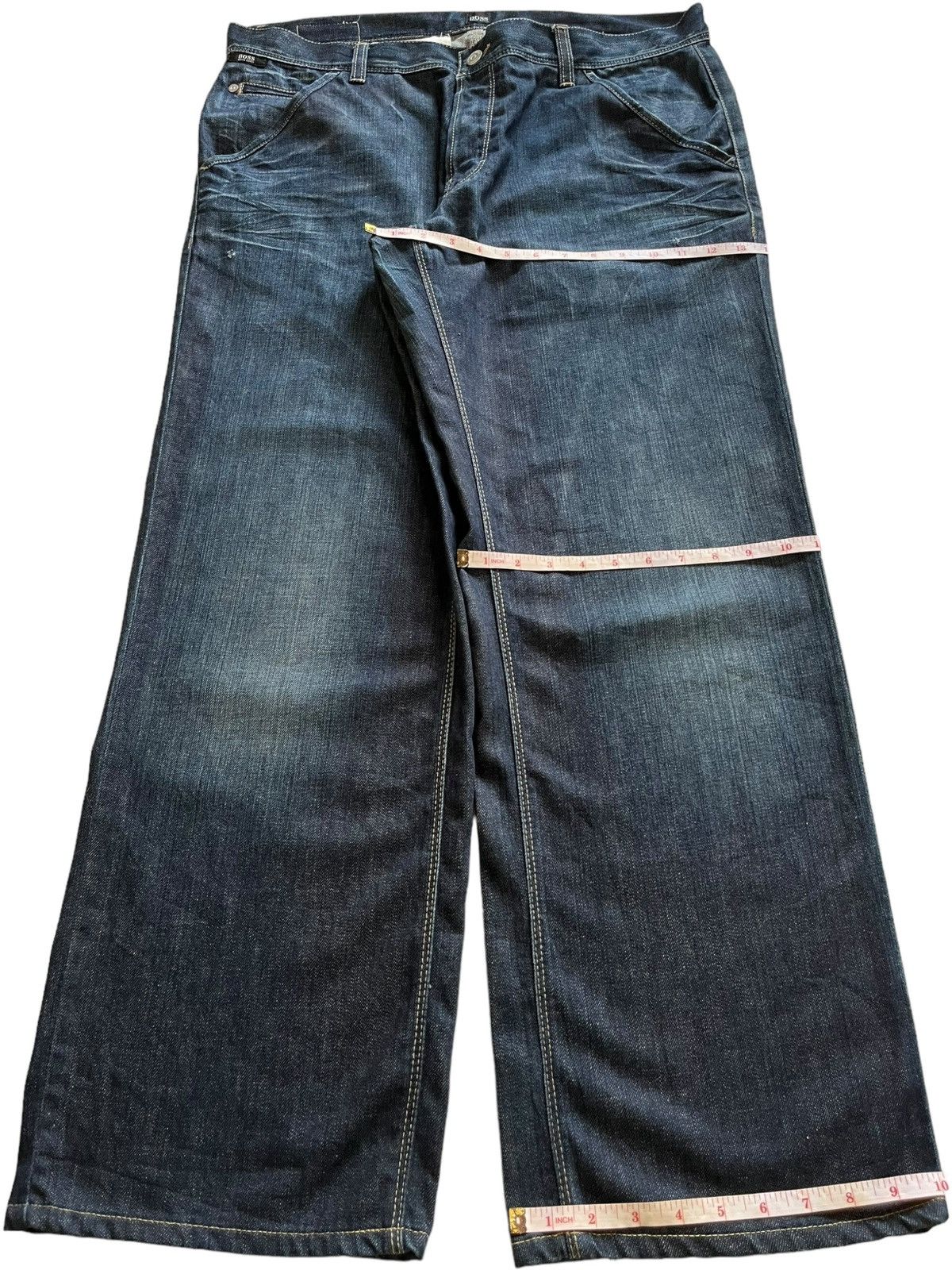 Hugo Vintage Hugo Boss Blue Wash Buckle Back Baggy Jeans Size US 37 - 13 Thumbnail