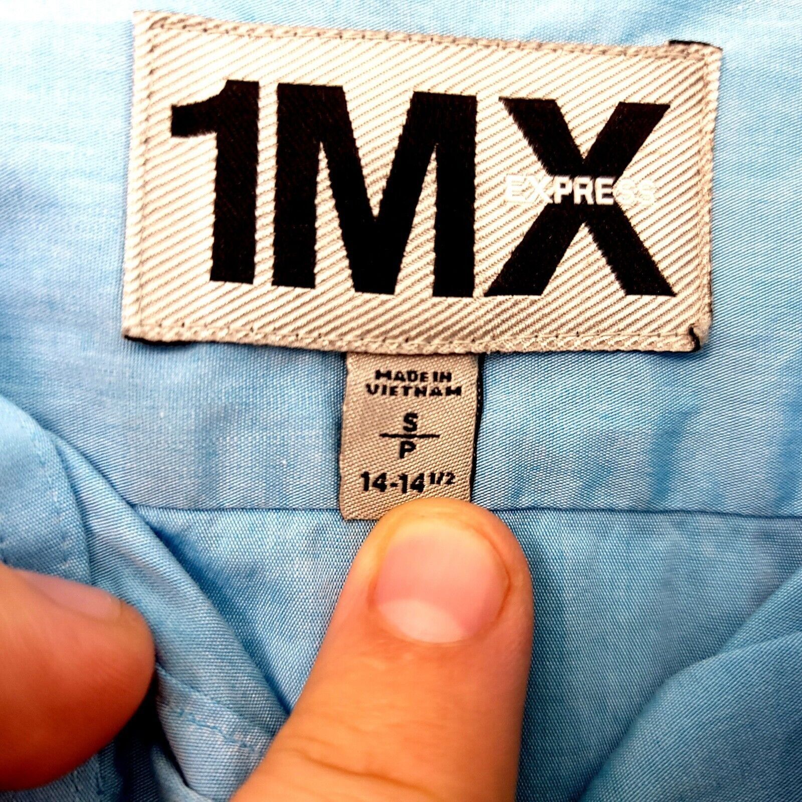 Express Express 1MX Fitted Blue Small 14-14.5 Collared Dress Shirt Size US S / EU 44-46 / 1 - 8 Thumbnail