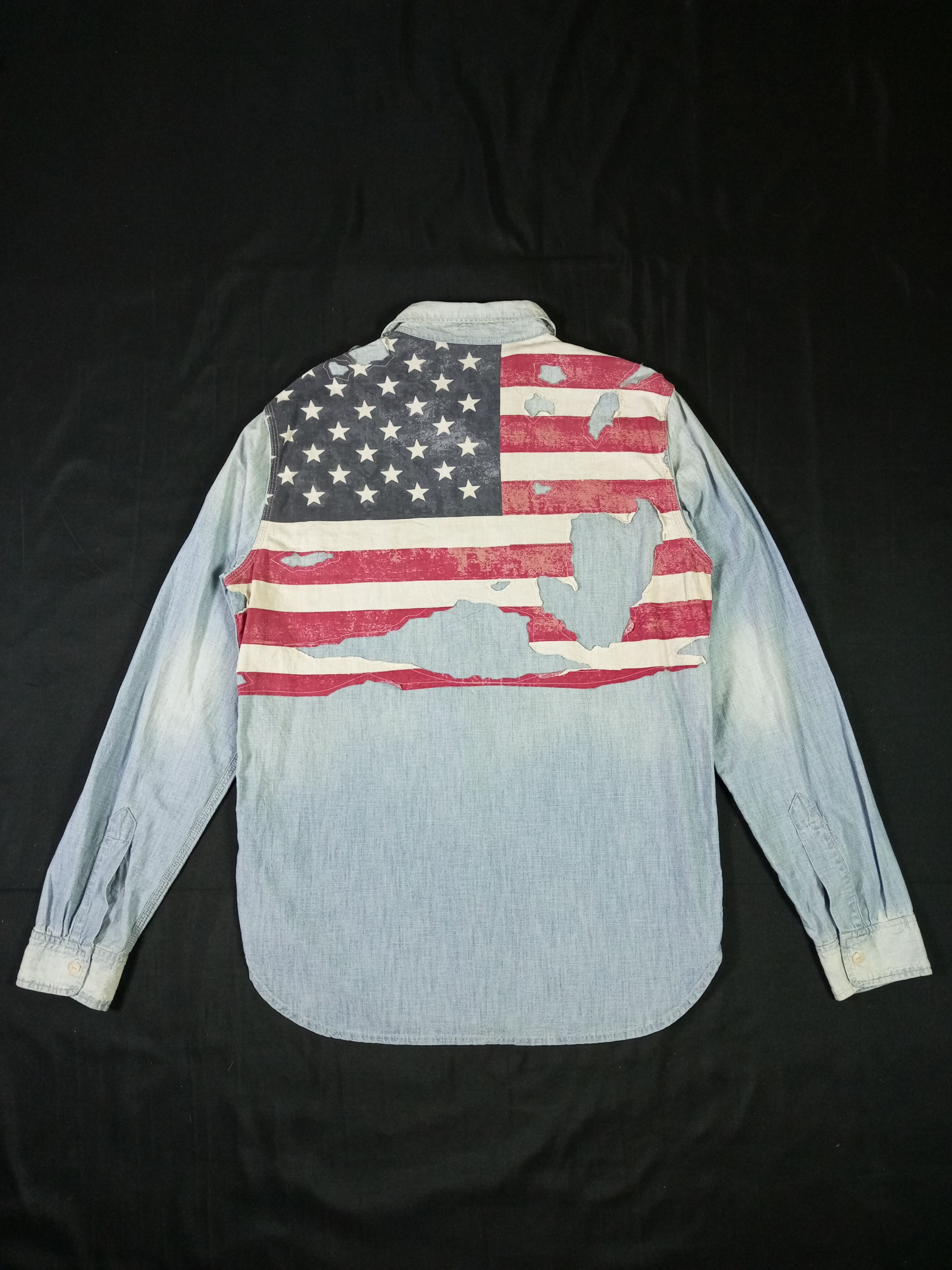 Denim & Supply Ralph Lauren Vintage Distressed Denim & Supply Patchwork American Flag Size US M / EU 48-50 / 2 - 1 Thumbnail