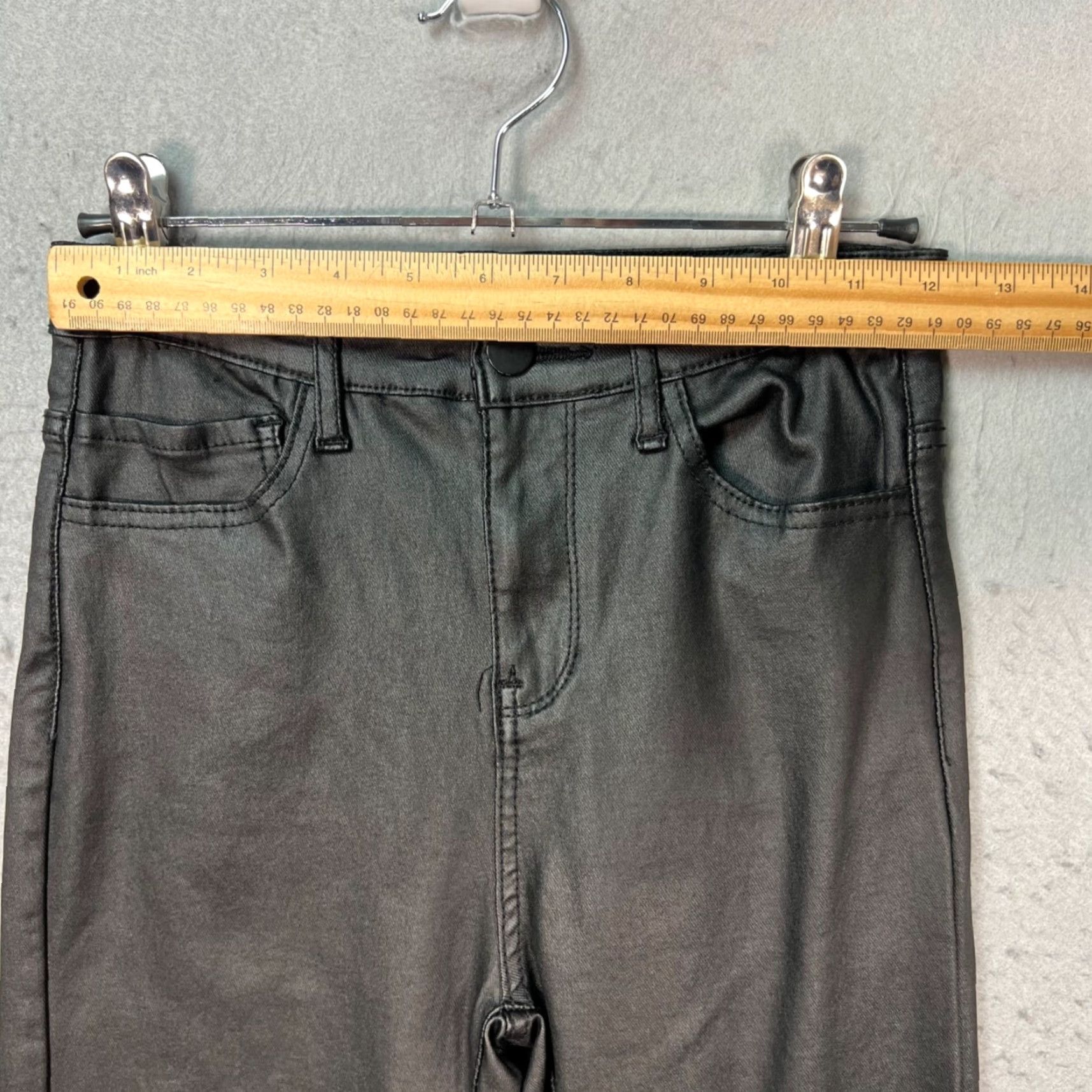 Vintage Edikted Womens Small Black High Waist Faux Coated Flare Leg Pants Size 28" / US 6 / IT 42 - 5 Thumbnail