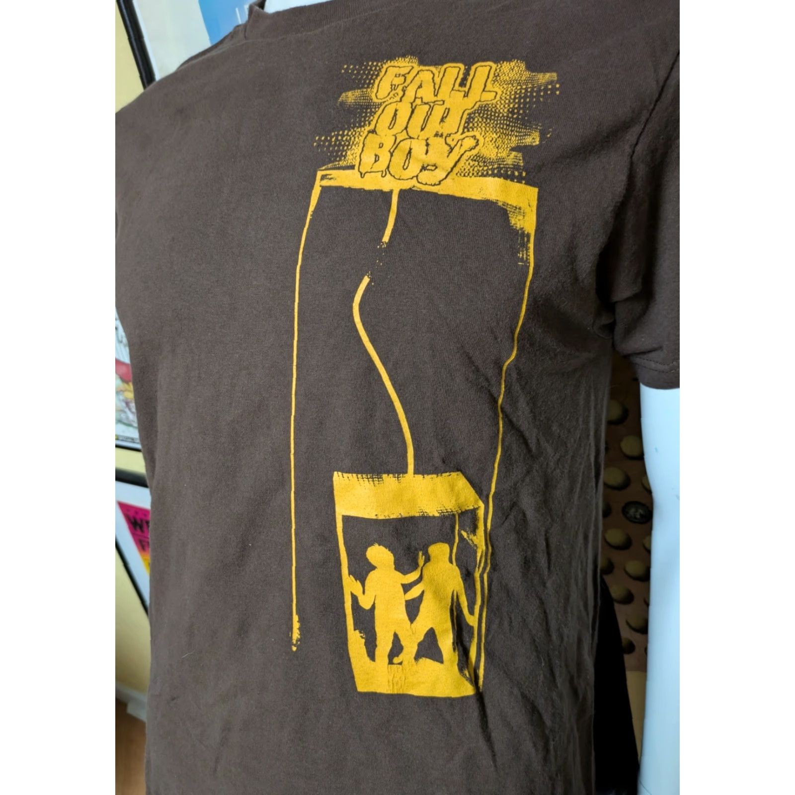 Fruit Of The Loom VTG Fall Out Boy Elevator T Shirt Emo Punk Y2K Brown 100% Cotton Fruit of the Loom M Unisex Adults Crew Neck Short Sleeve Graphic Print Size M Size US M / EU 48-50 / 2 - 2 Thumbnail