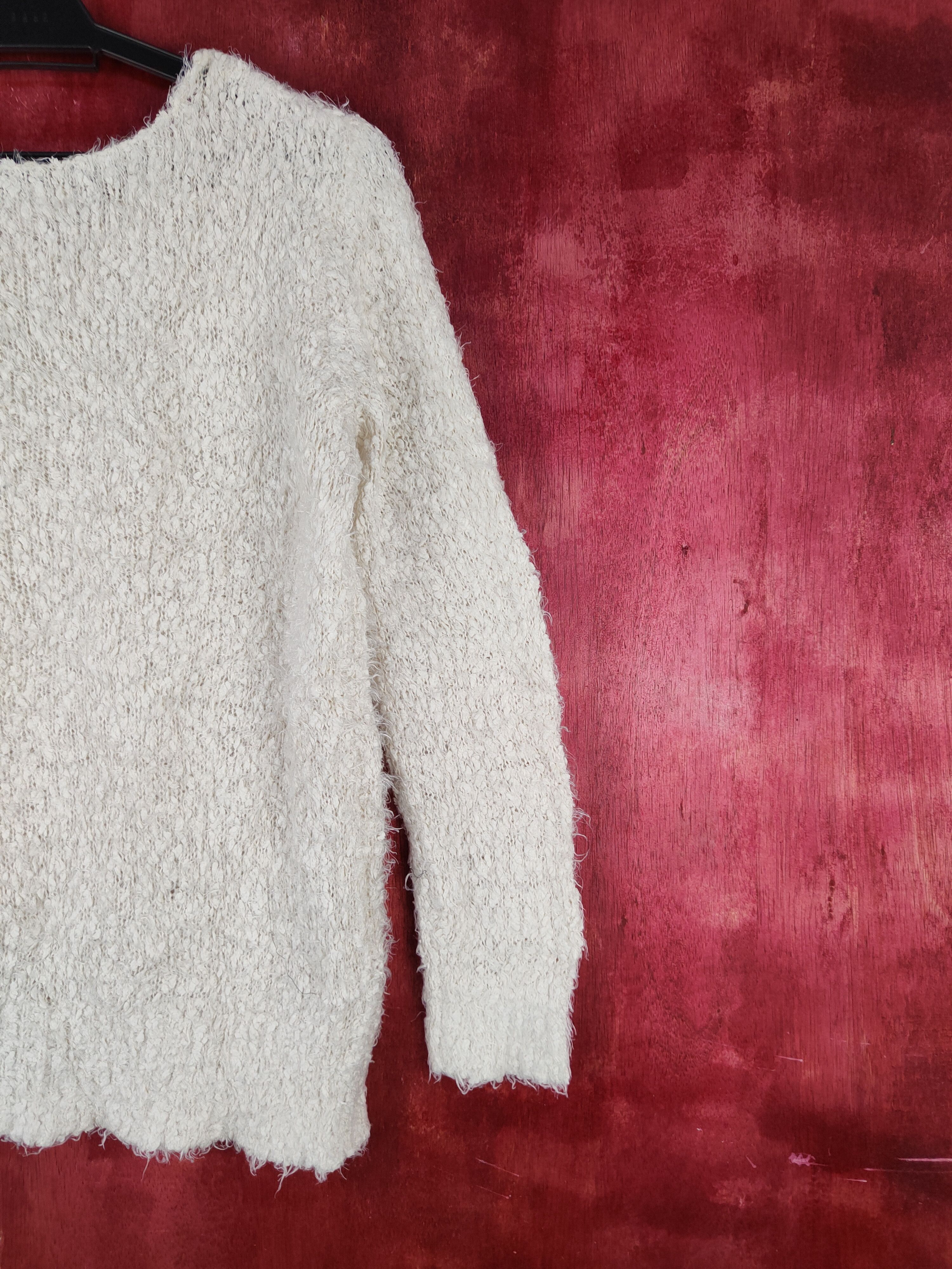Homespun Knitwear Sugar Spoon Cream Shag Shaggy Fur Mohair Knitwear #S2064 Size S / US 4 / IT 40 - 9 Thumbnail