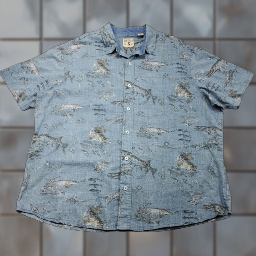 Vintage Red Head Mens 2XL Shirt Button-Up Outdoor Fishing Lures All Over Hunter Fisherman Camp Size US XXL / EU 58 / 5 - 1 Thumbnail
