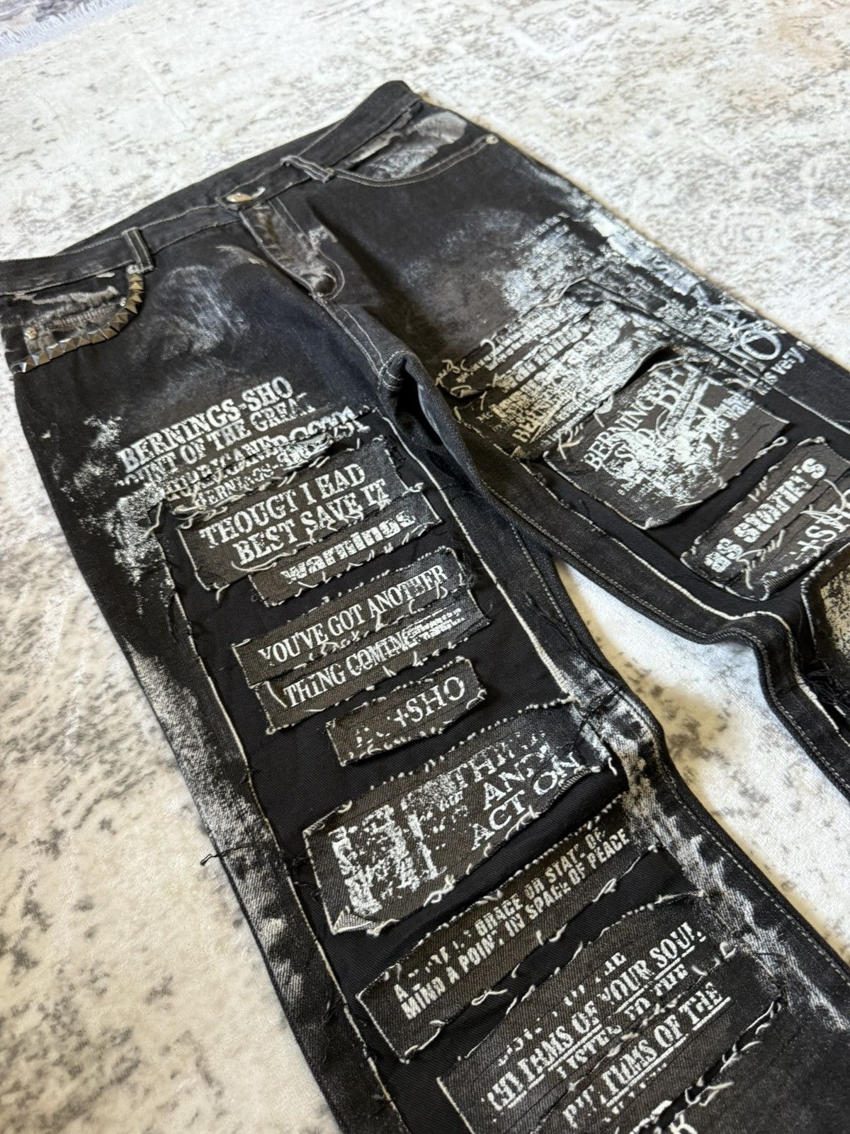 Japanese Brand Rare Bernings Sho Poems Riot Studded Flared Jeans Japan Size US 30 / EU 46 - 6 Thumbnail