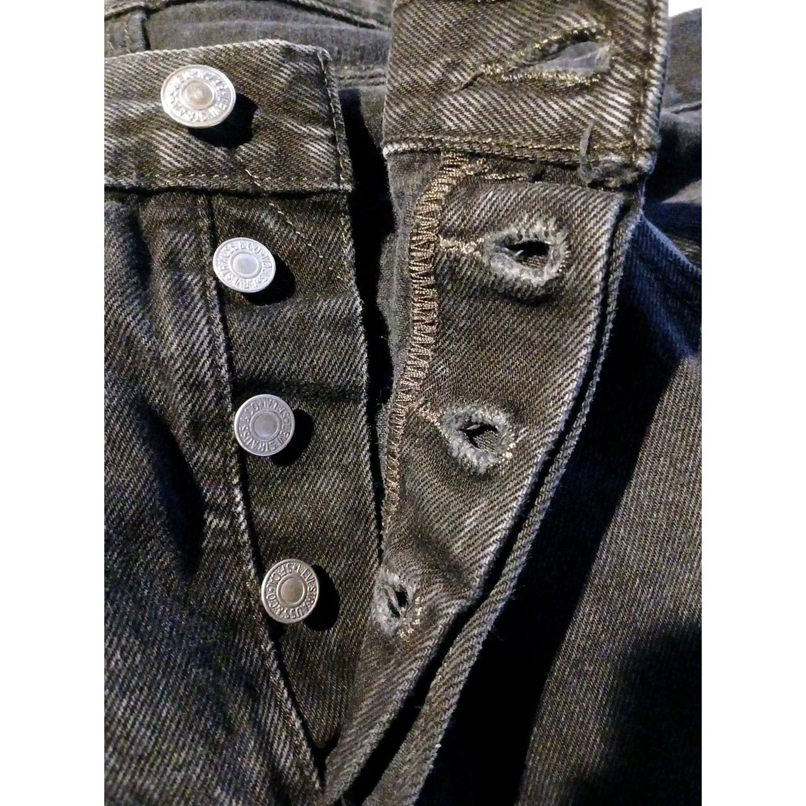 Levi's Levi's 501 Mens Jeans Button Fly 36x30 Black Denim Straight Regular Fit WW Mens Size US 36 / EU 52 - 3 Thumbnail