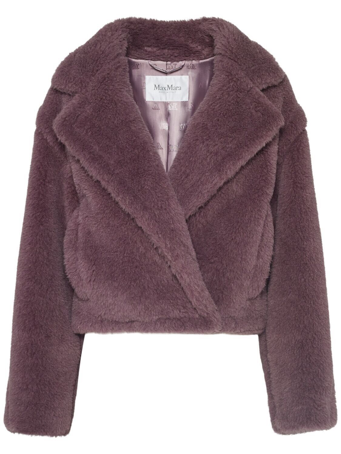 Max Mara MAX MARA Cropped Mauve Alpaca Wool Teddy Bear Coat Size ONE SIZE - 4 Thumbnail