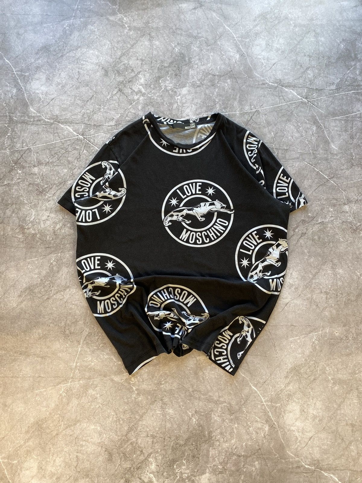 Designer × Moschino Rare Love Moschino Panther Multi logo Black T shirt Size US L / EU 52-54 / 3 - 2 Thumbnail