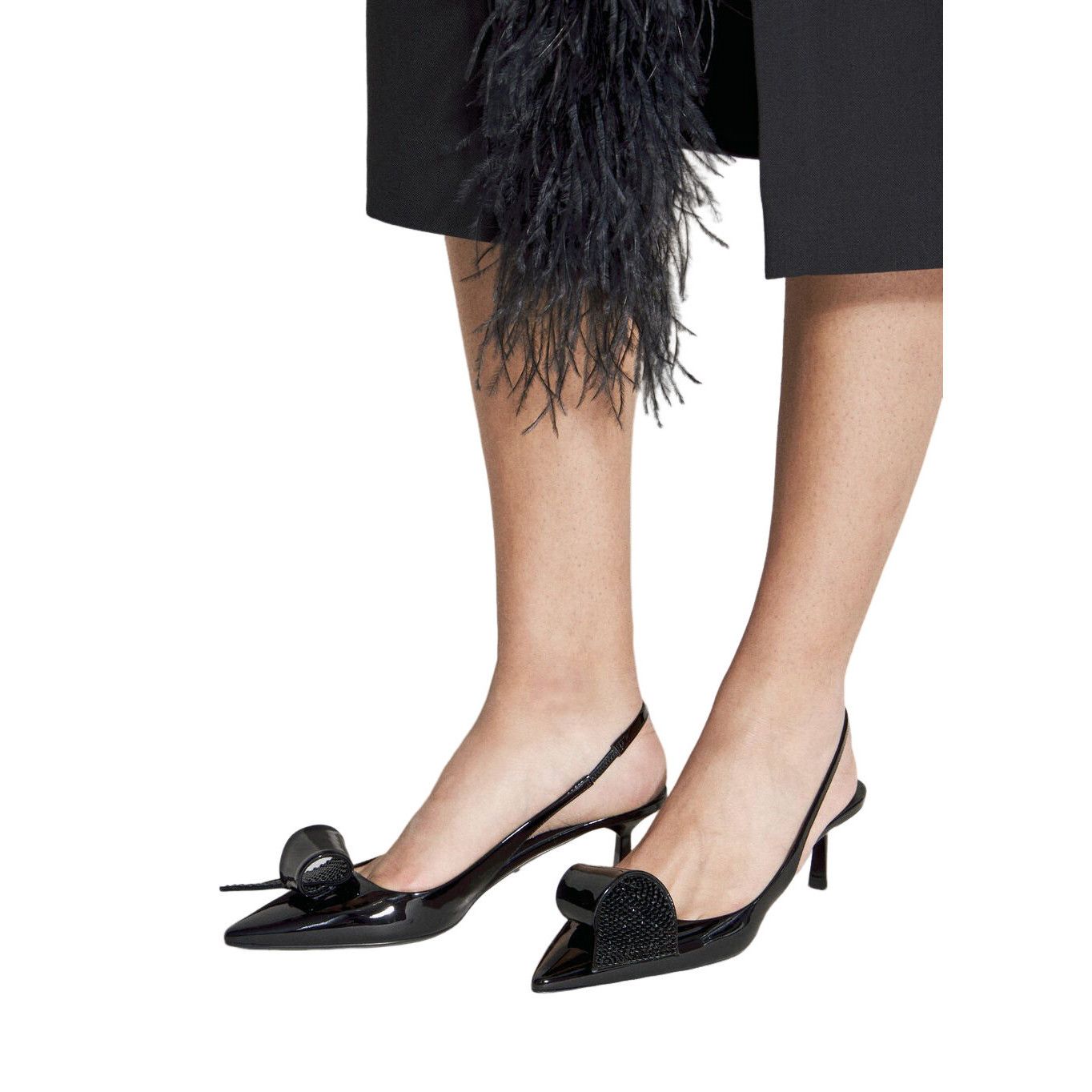 Prada PRADA Black Patent Leather Slingback 55mm Pumps New And Auth Size US 8 / IT 38 - 1 Thumbnail