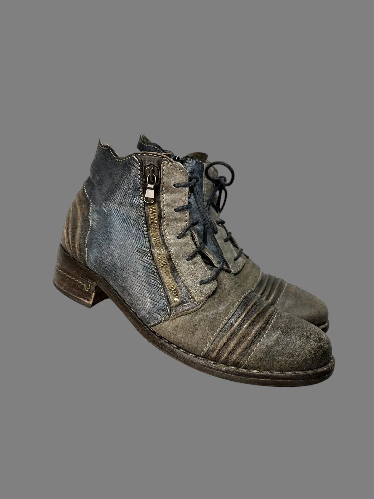 14th Addiction AS 98 Style Italian Leather Boots with Metal Zip Detail Size US 9 / IT 39 - 1 Thumbnail